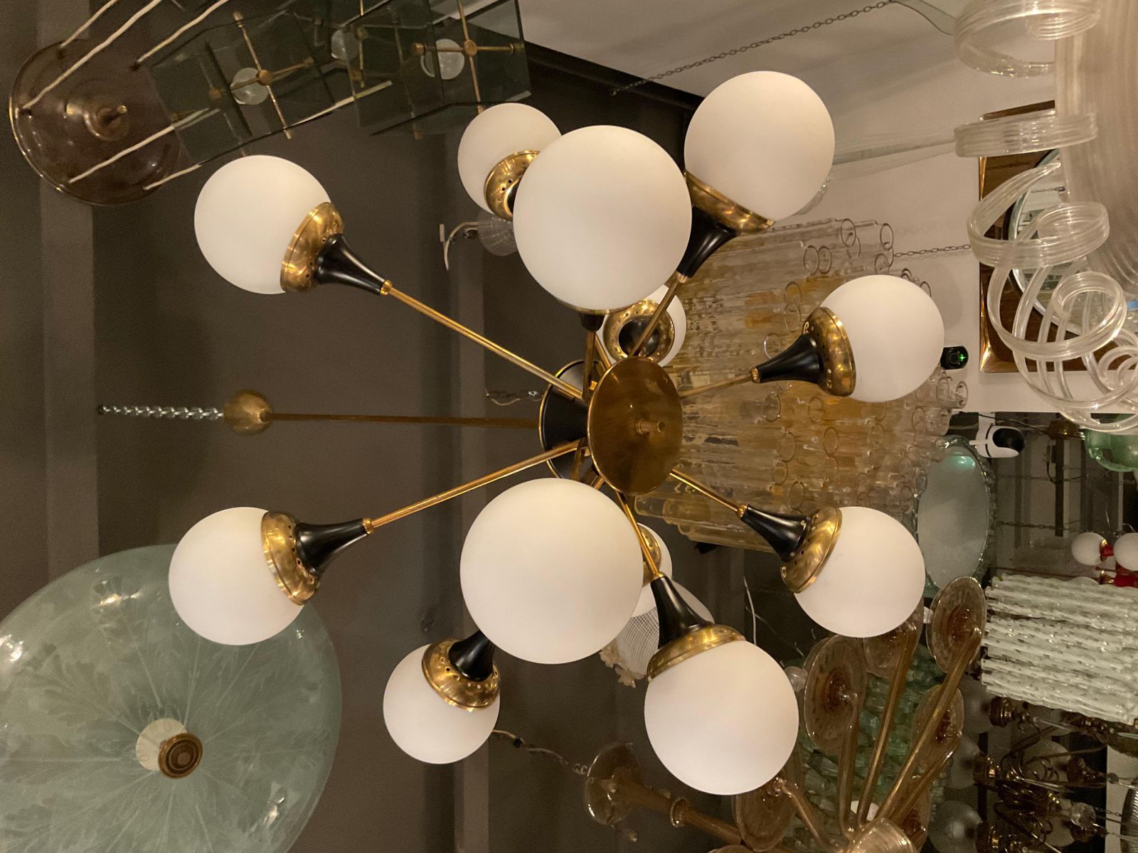 photo furniture Stilnovo   12 Light Chandelier   Made In Italy 1950s