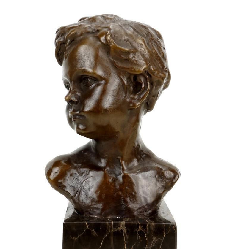 Art Nouveau Style Brown Patinated Bronze Bust Of Boy photo for sale