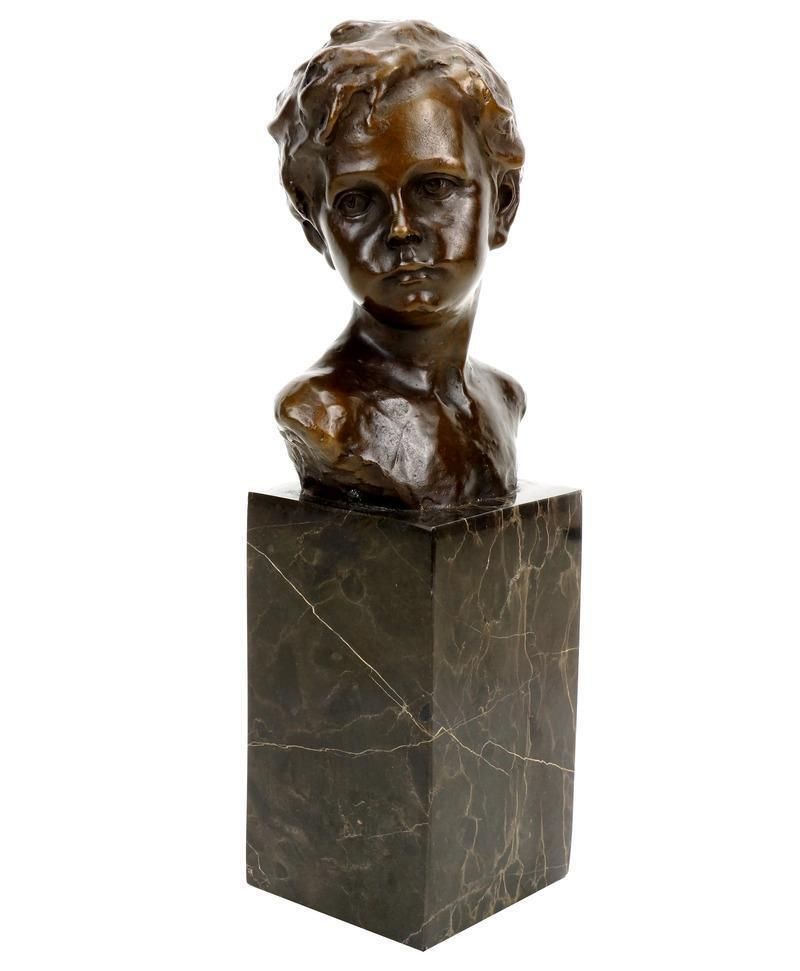 Art Nouveau Style Brown Patinated Bronze Bust Of Boy photo Art