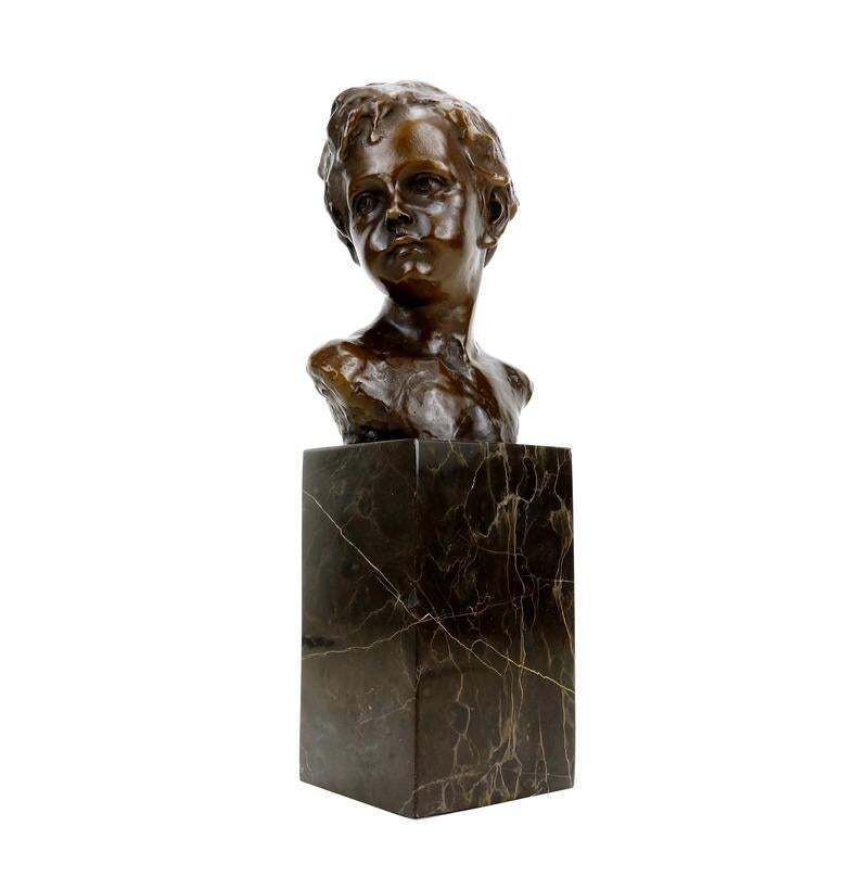 photo furniture Art Nouveau Style Brown Patinated Bronze Bust Of Boy