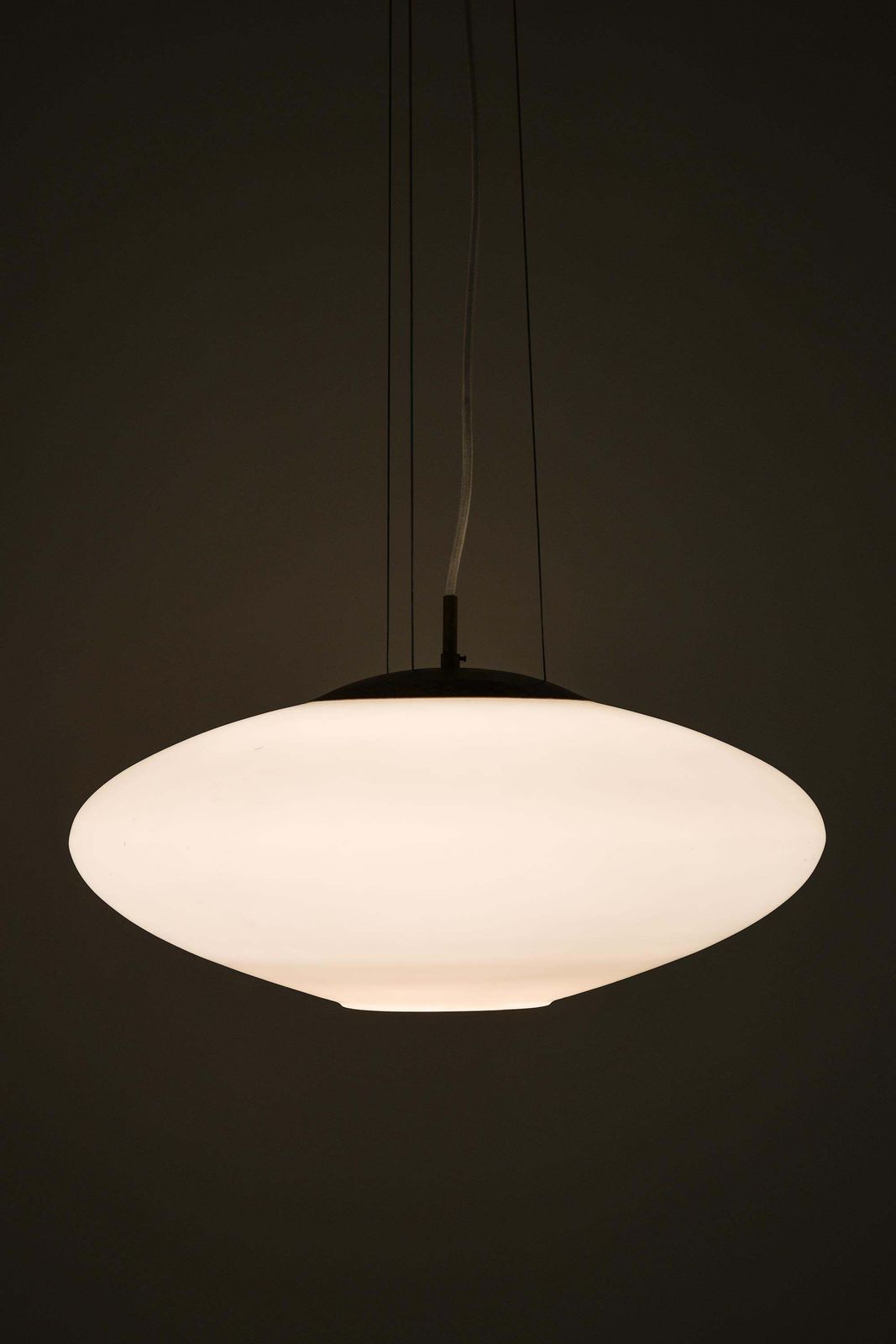 Ceiling Lamp In Brass And Opaline Glass By Hans Bergström, 1950s photo for sale