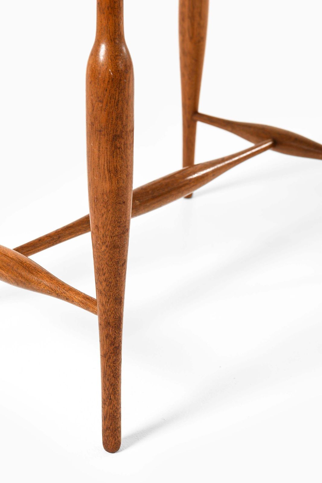 Stool In Mahogany, Brass And Leather By Josef Frank, 1950s photo Furniture