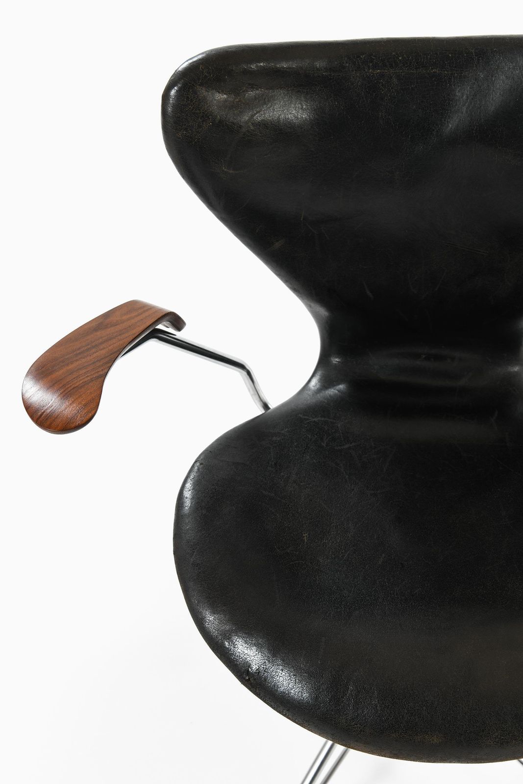 Office Chair In Leather, Steel And Rosewood By Arne Jacobsen, 1967 photo for sale