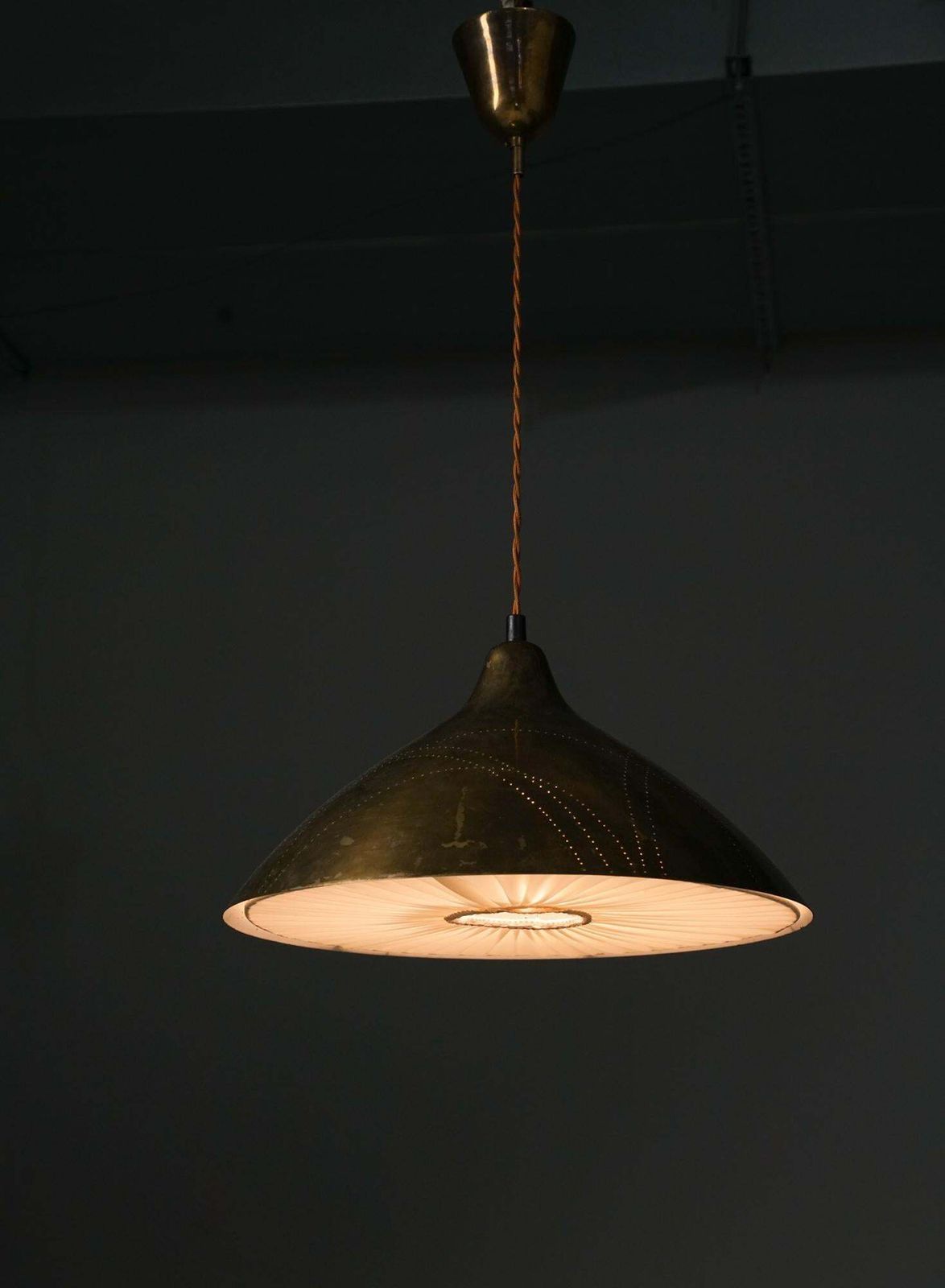 Scandinavian Modern Brass Pendant, Lisa Johansson Pape, Orno Oy, 1940/1950s photo 5007.0
