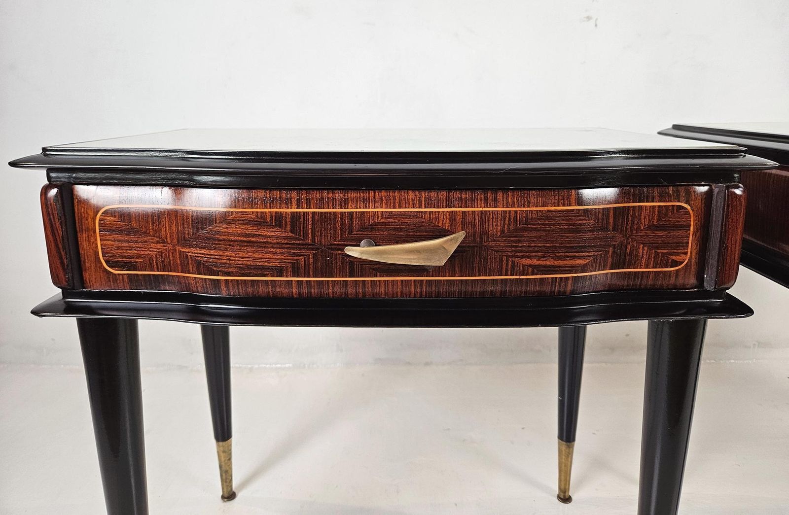 Pair Of Mid Century Italian Nightstands 1950's photo vintage
