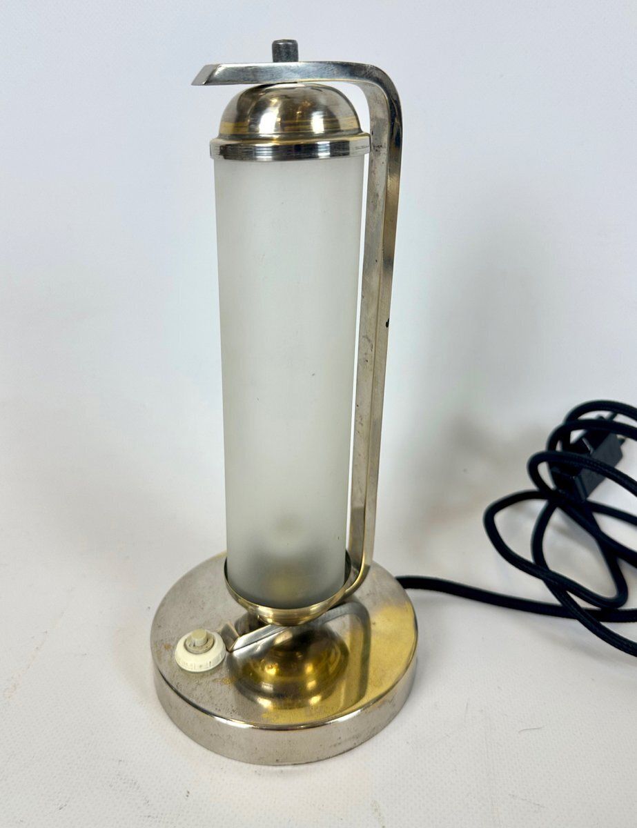 Bauhaus Nickel Plated Tubular Table Lamp From Elma Weimar, 1930s photo furniture