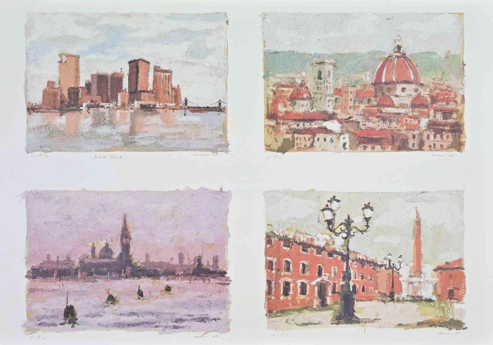 Franco Marzilliitalian Landscapes   Lithograph By Franco Marzilli   1980s1980s