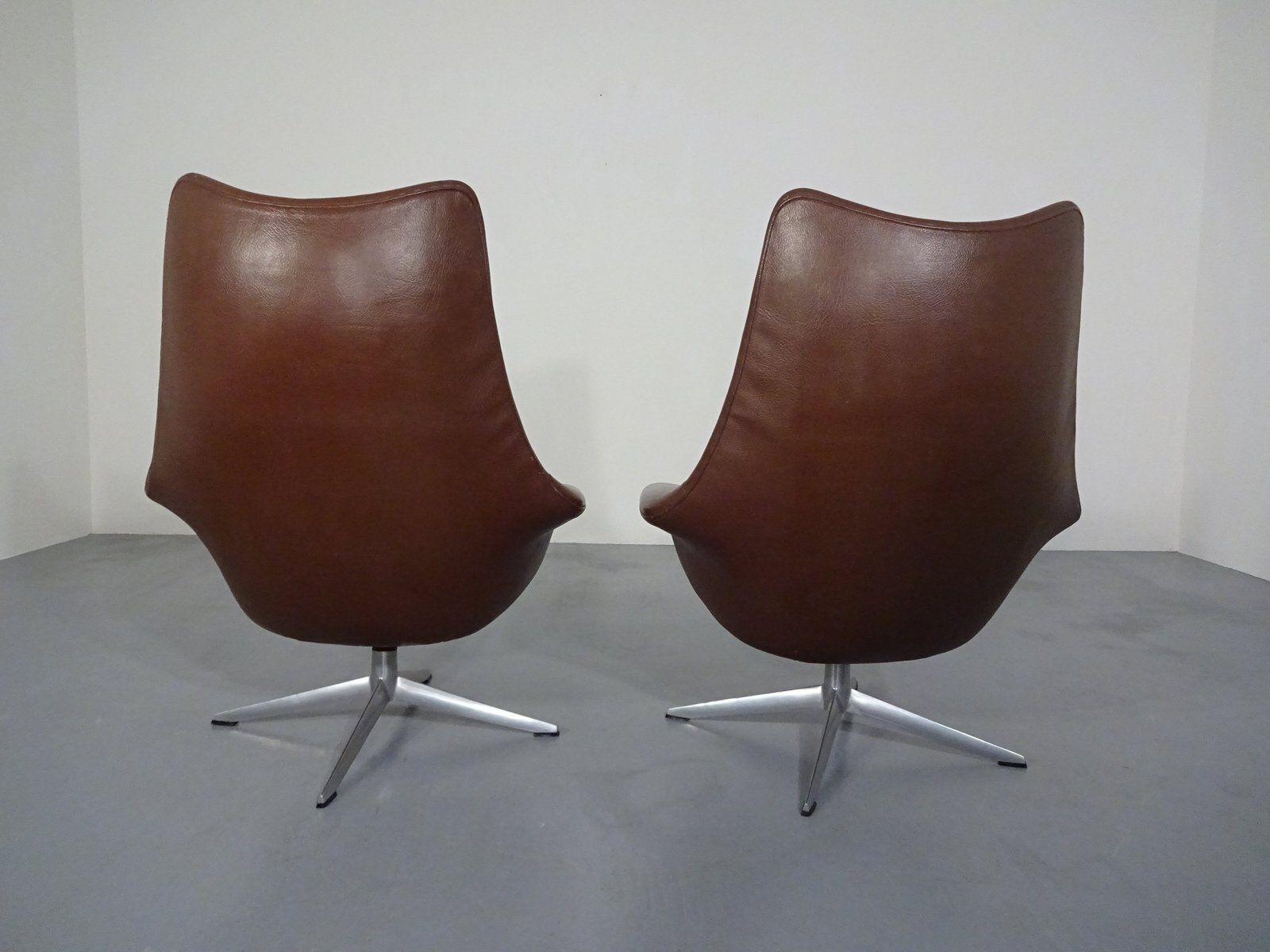 photo for sale Danish Pirouette Swivel Chair In Leather By H. W. Klein For Bramin, 1960s