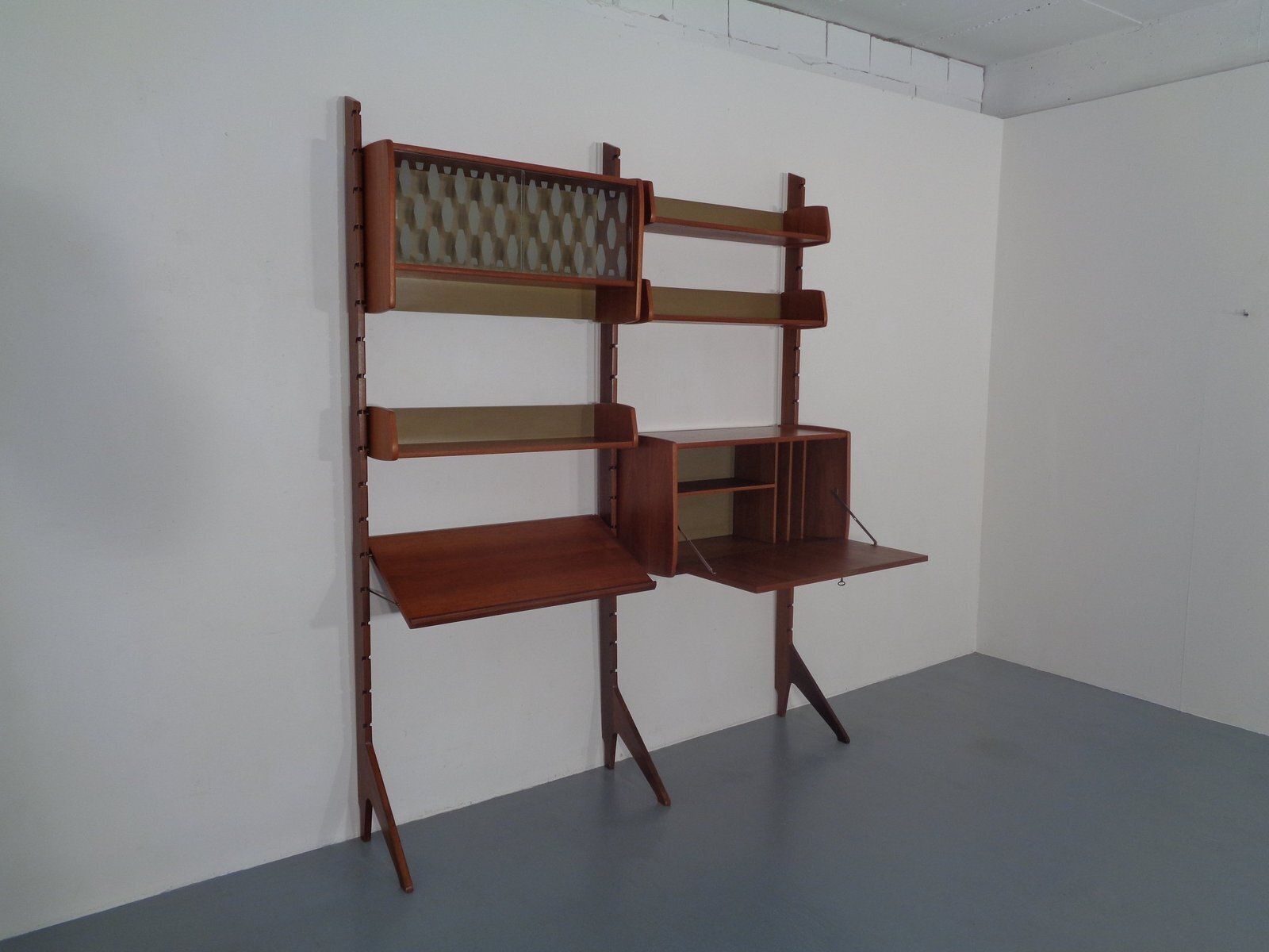 Ergo Teak Wall Shelving Unit By John Texmon Einar Blindheim For Blindheim, Norway, 1950s, Set Of 9 photo vintage