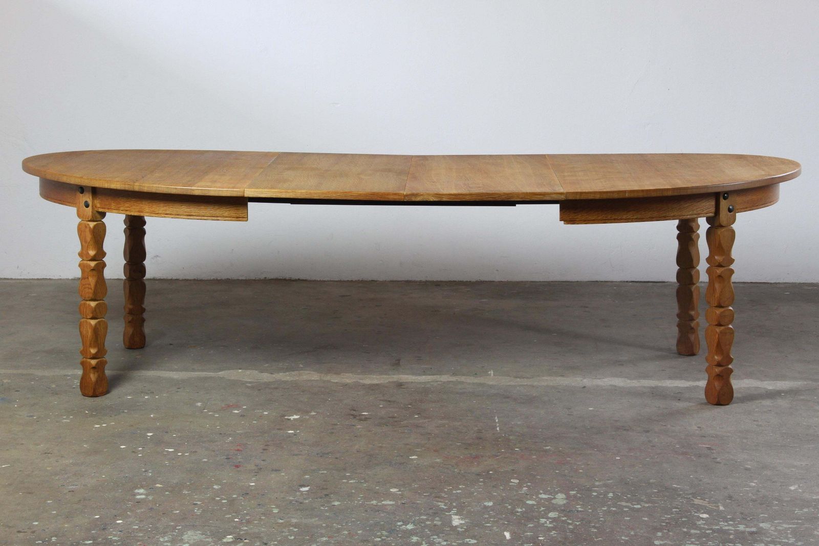 Vintage Oval Danish Oak Dining Room Table, H. Kjærnulf Style, 1960s photo for sale