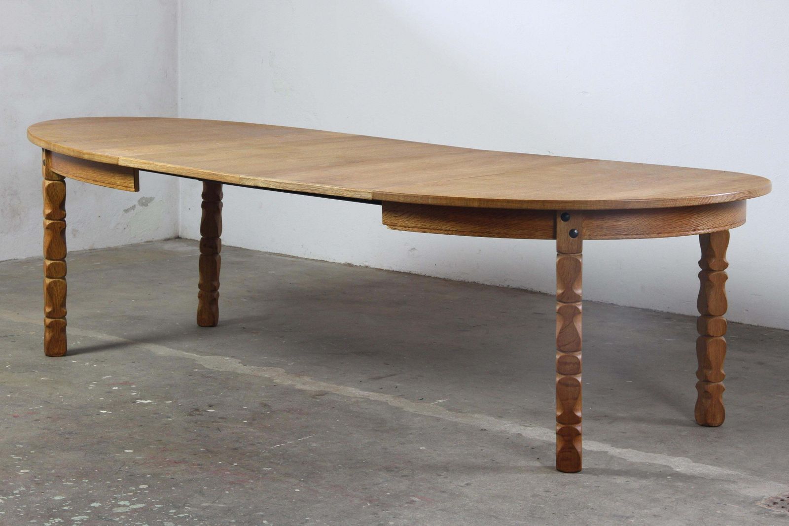 Vintage Oval Danish Oak Dining Room Table, H. Kjærnulf Style, 1960s photo buy