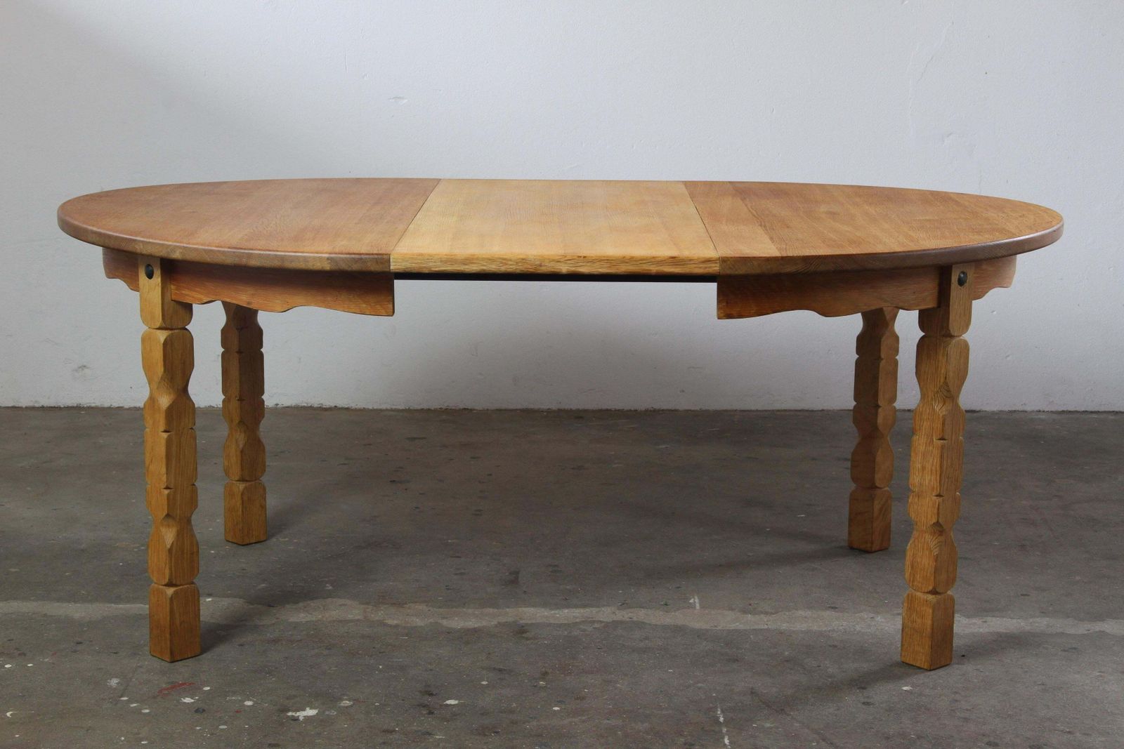 Vintage Danish Modern Oak Round Table, H. Kjærnulf Style, 1960s photo Furniture