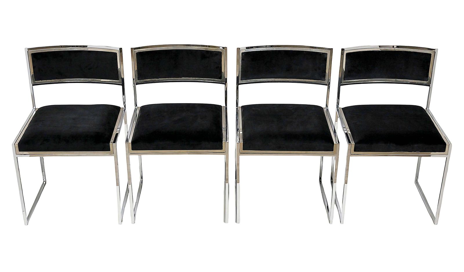 Set Of 6 Pcs. Mid Century Italian Chrome Chairs By Willy Rizzo photo Furniture