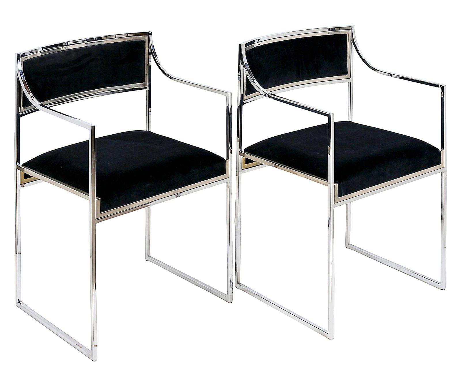 Furniture Set Of 6 Pcs. Mid Century Italian Chrome Chairs By Willy Rizzo photo