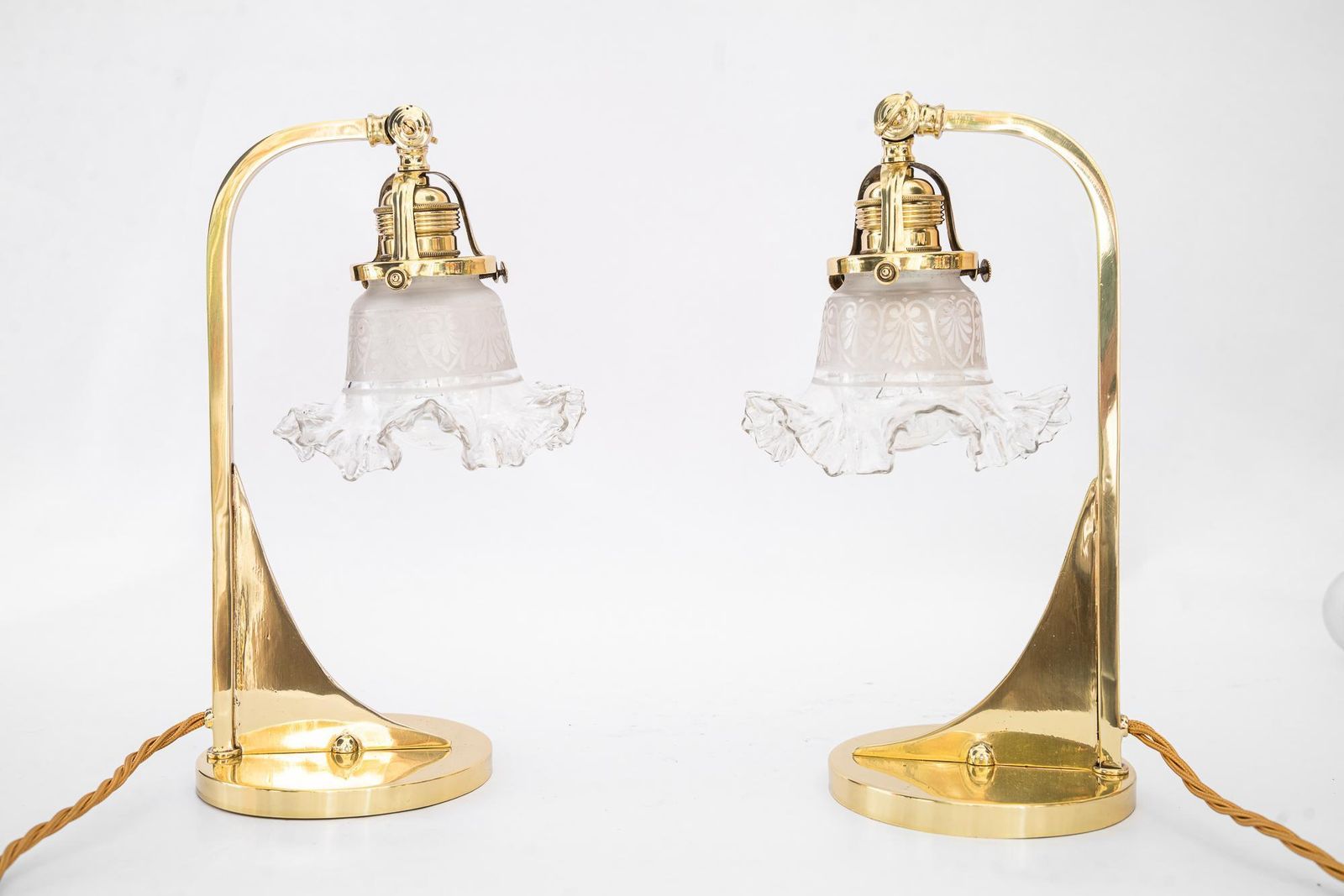 2x Art Deco Table Lamps With Original Antique Glass Shades Vienna Around 1920s photo buy