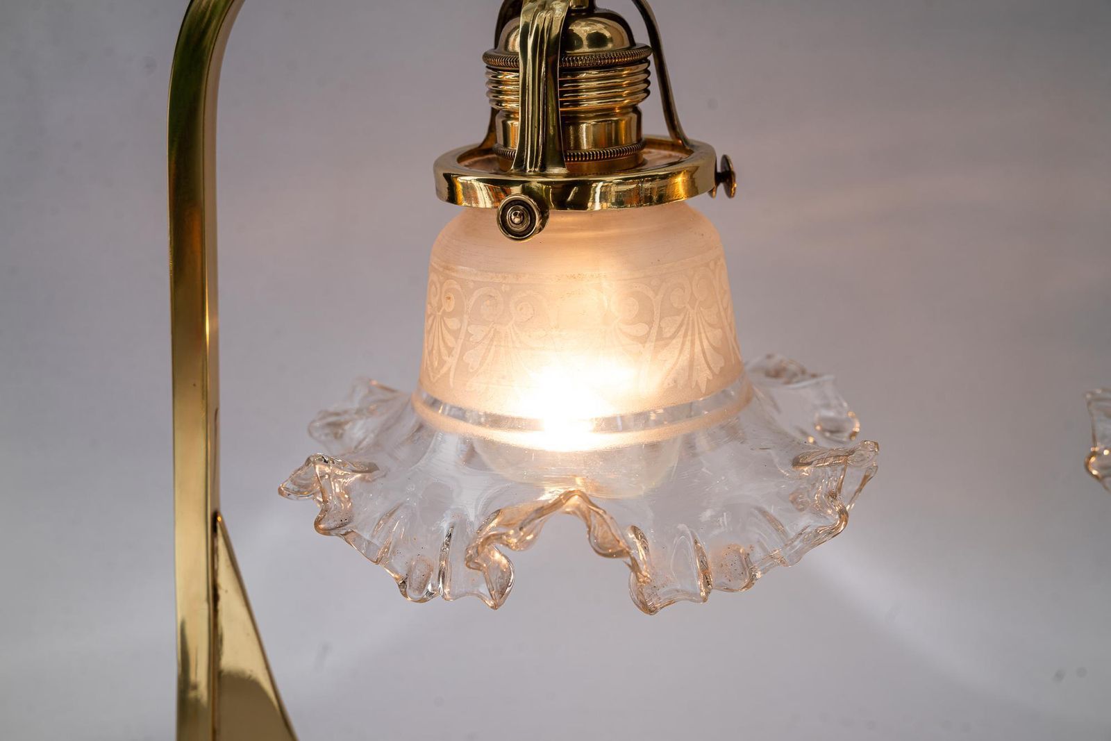 photo vintage 2x Art Deco Table Lamps With Original Antique Glass Shades Vienna Around 1920s