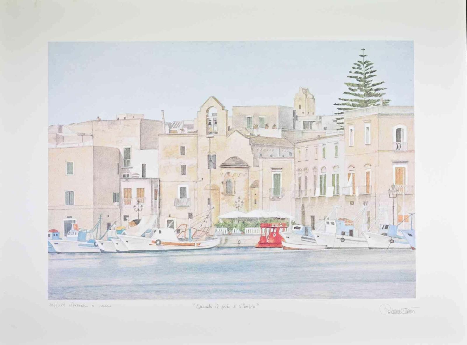Rosanna Cattaneowhen The Port Is Silent   Lithograph By Rosanna Cattaneo   1990s1990s