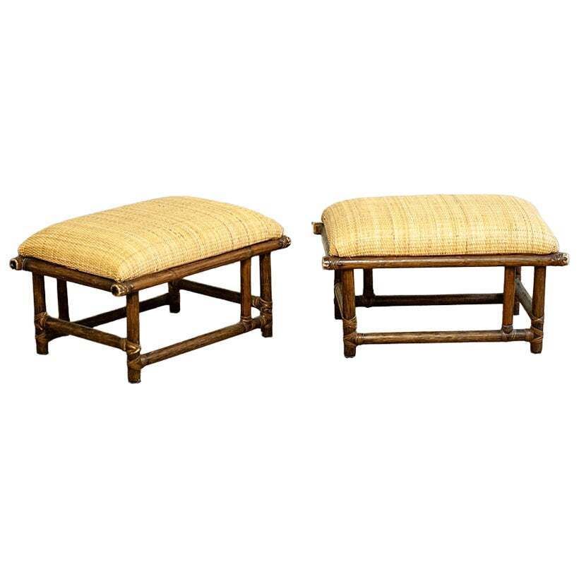 Pair Of Wooden Ottomans By Lyda Levi For Mcguire   San Francisco, 1970s