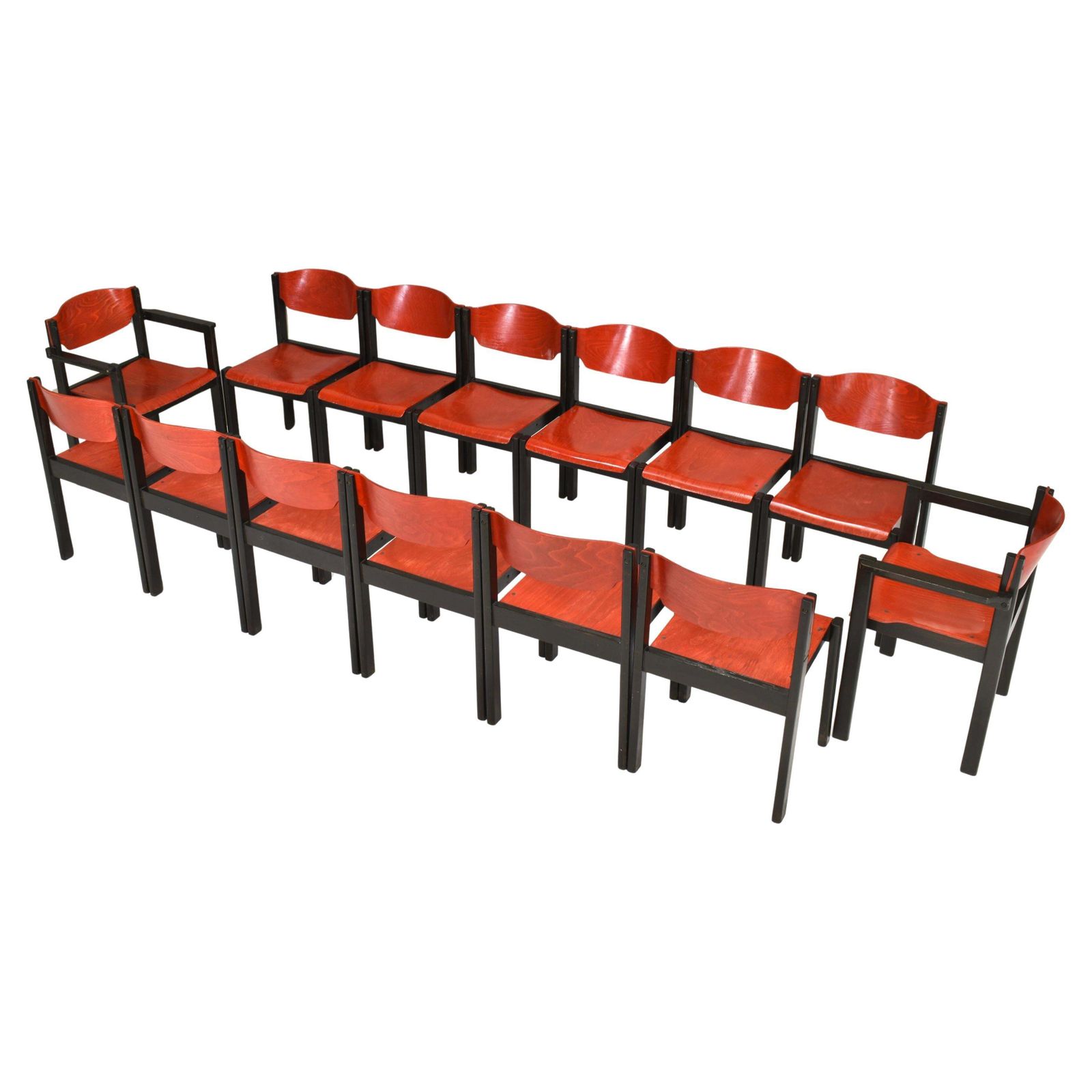 14x Italian Postmodern Stacking Chairs In Sottsass Memphis Style   Italy, 1970's