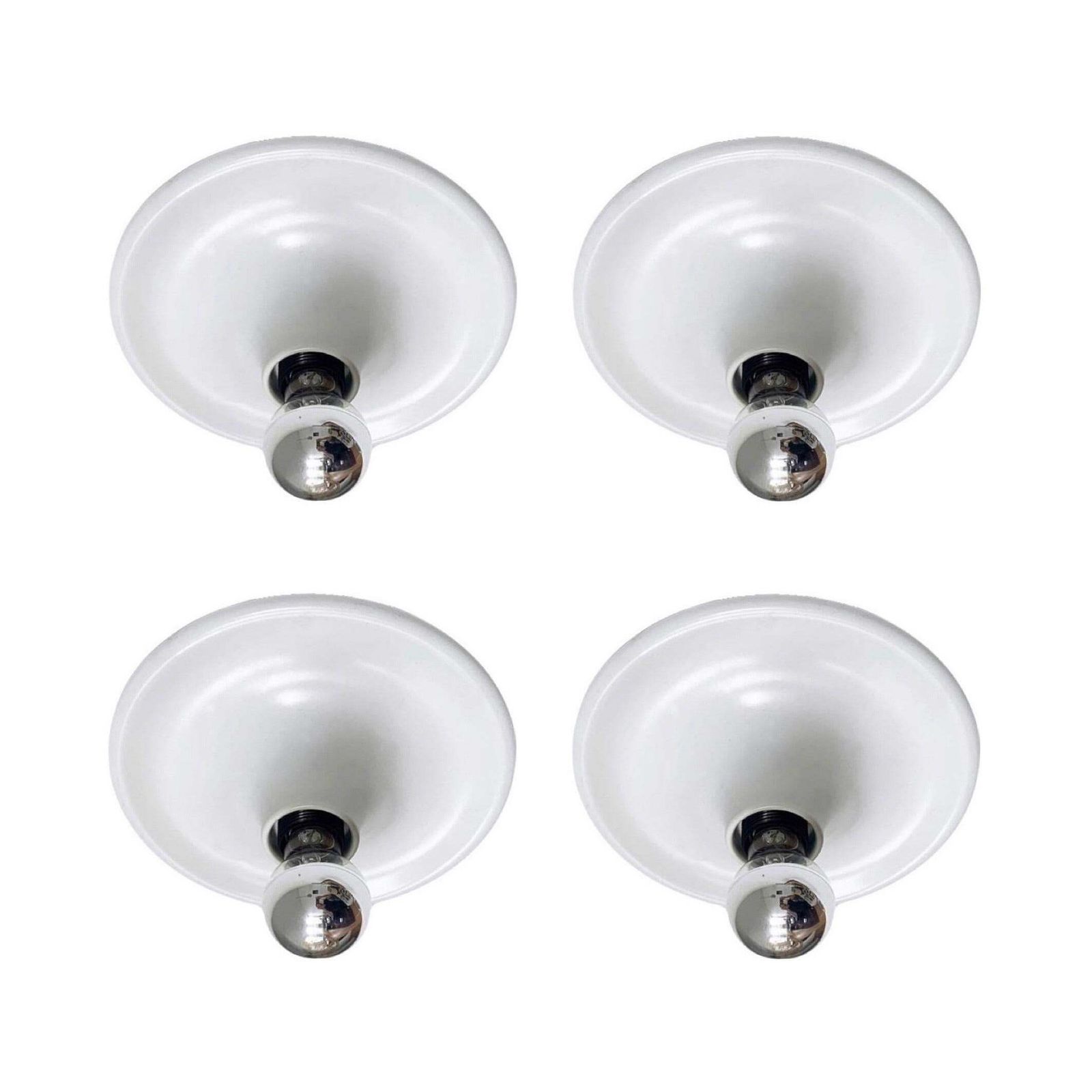3465.0 Postmodern Italian Set Of Eight White Flush Mounts By Targetti Sankey, 1980s photo