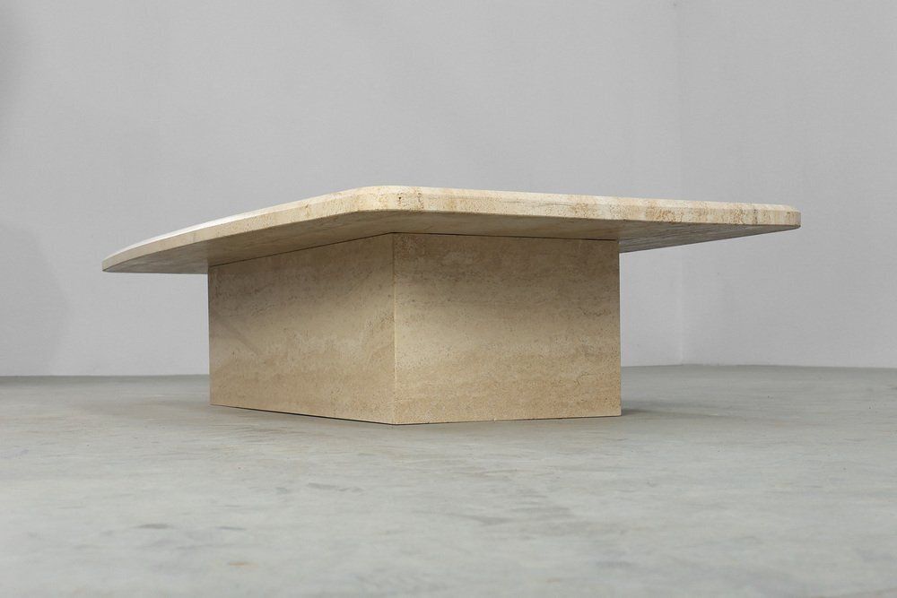 Sculptural Organic Travertine Coffee Table, France, 1980s photo Furniture
