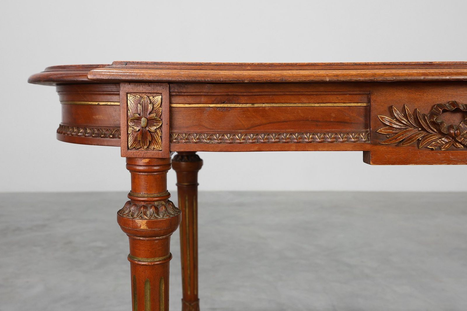 Empire French Oak Side Table With Gilt Details, 1900s photo 1565.0
