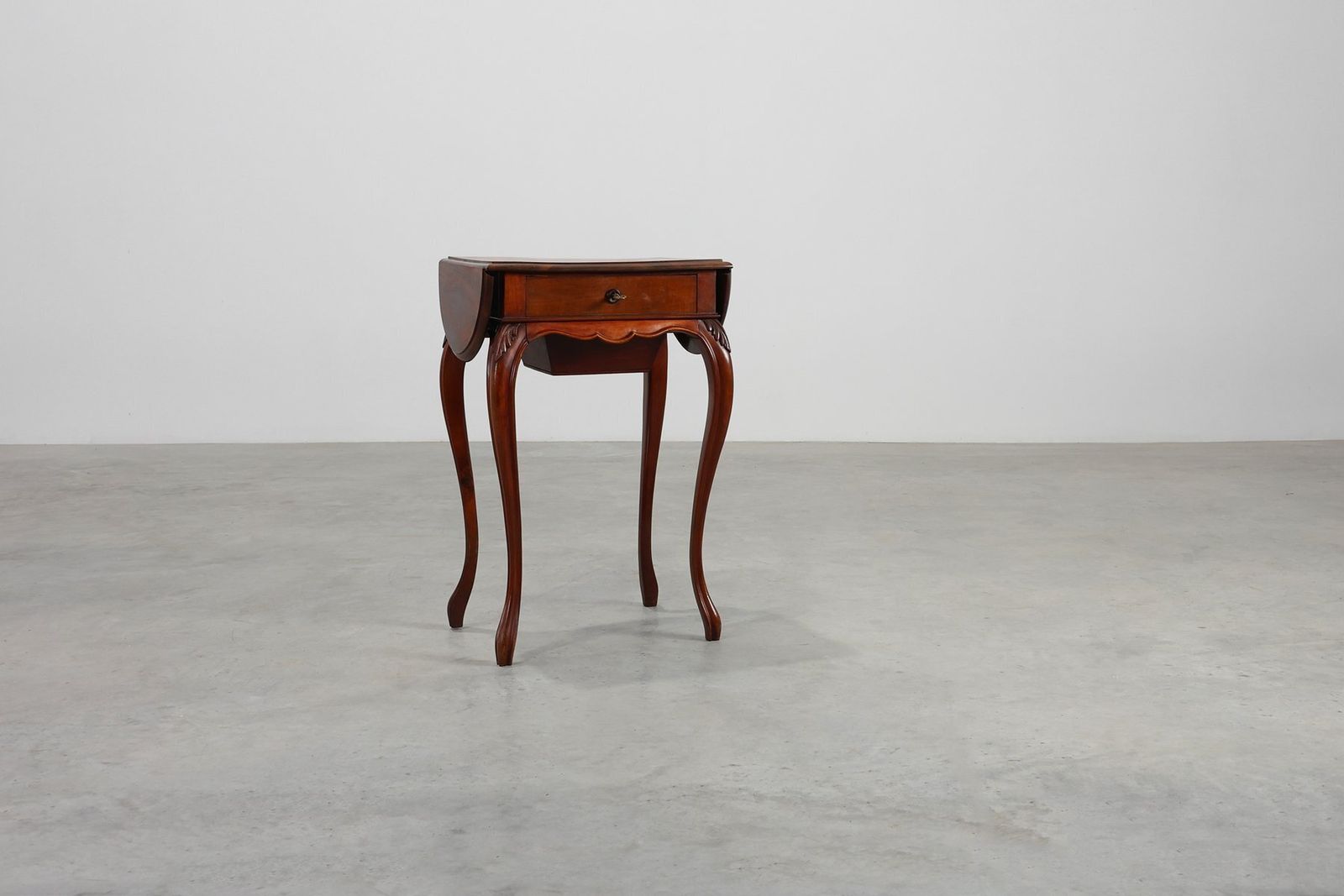 French Louis XV Style Walnut Side Table With Drawer And Side Leaves photo 1305.0