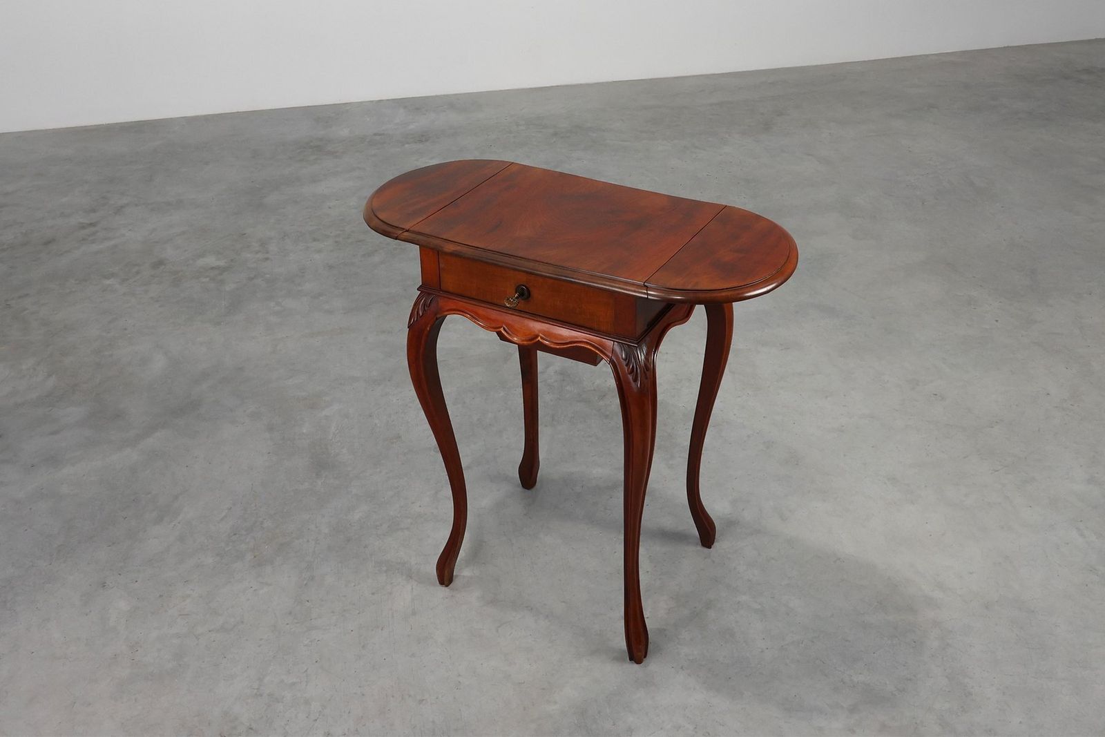 photo for sale French Louis XV Style Walnut Side Table With Drawer And Side Leaves