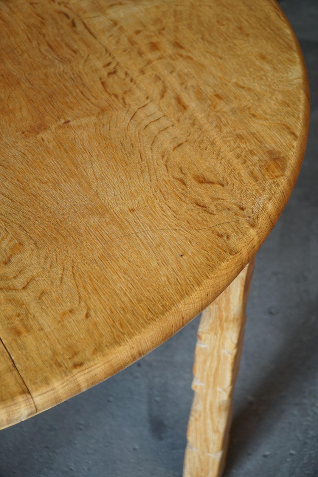 photo for sale Mid Century Round Oak Dining Table With Three Extensions, Danish Modern, 1960s