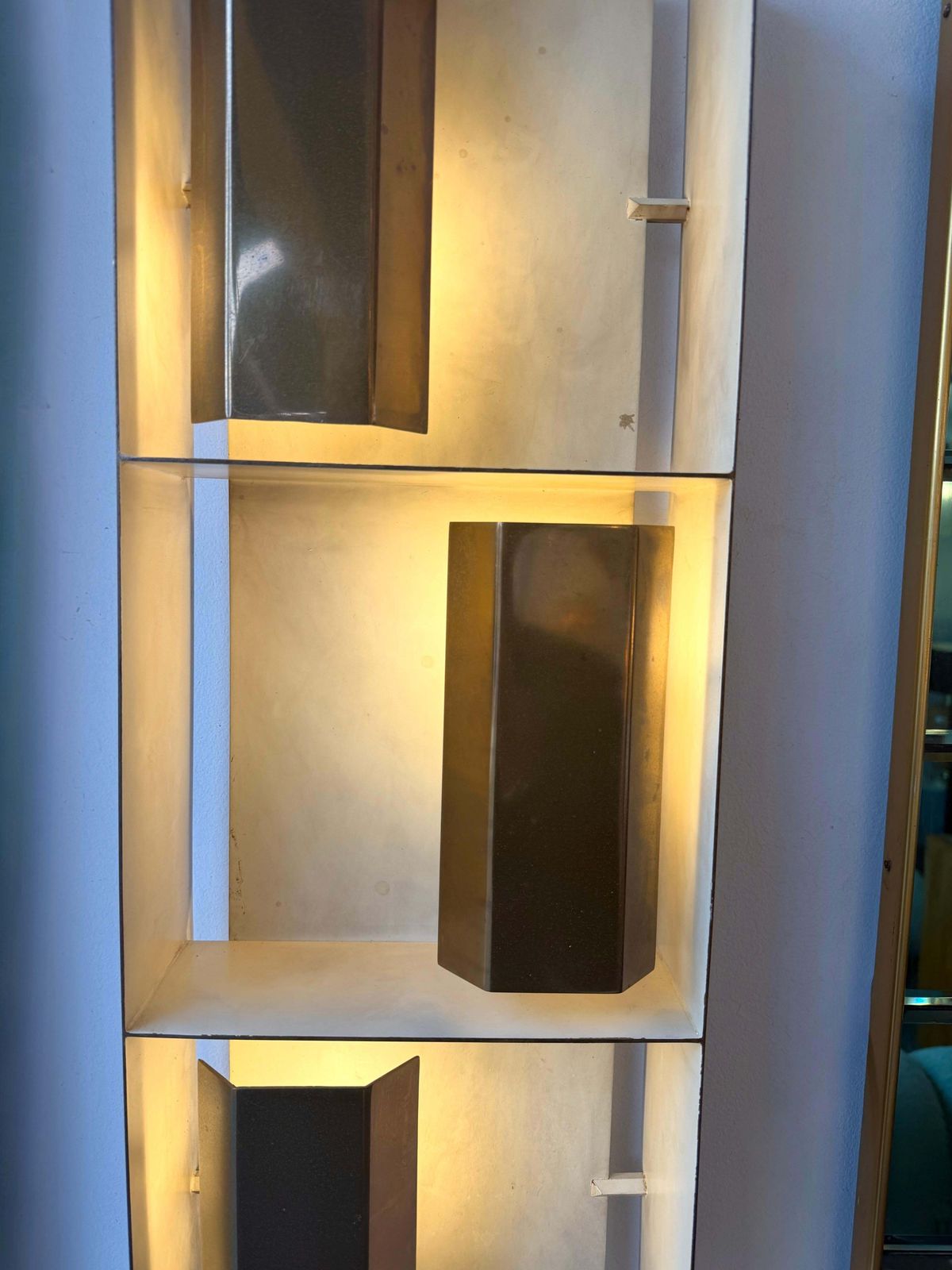 Pair Of Brass Sconces "Finestra" 12664 By Gio Ponti For Arredoluce. Italy, 1950s photo vintage