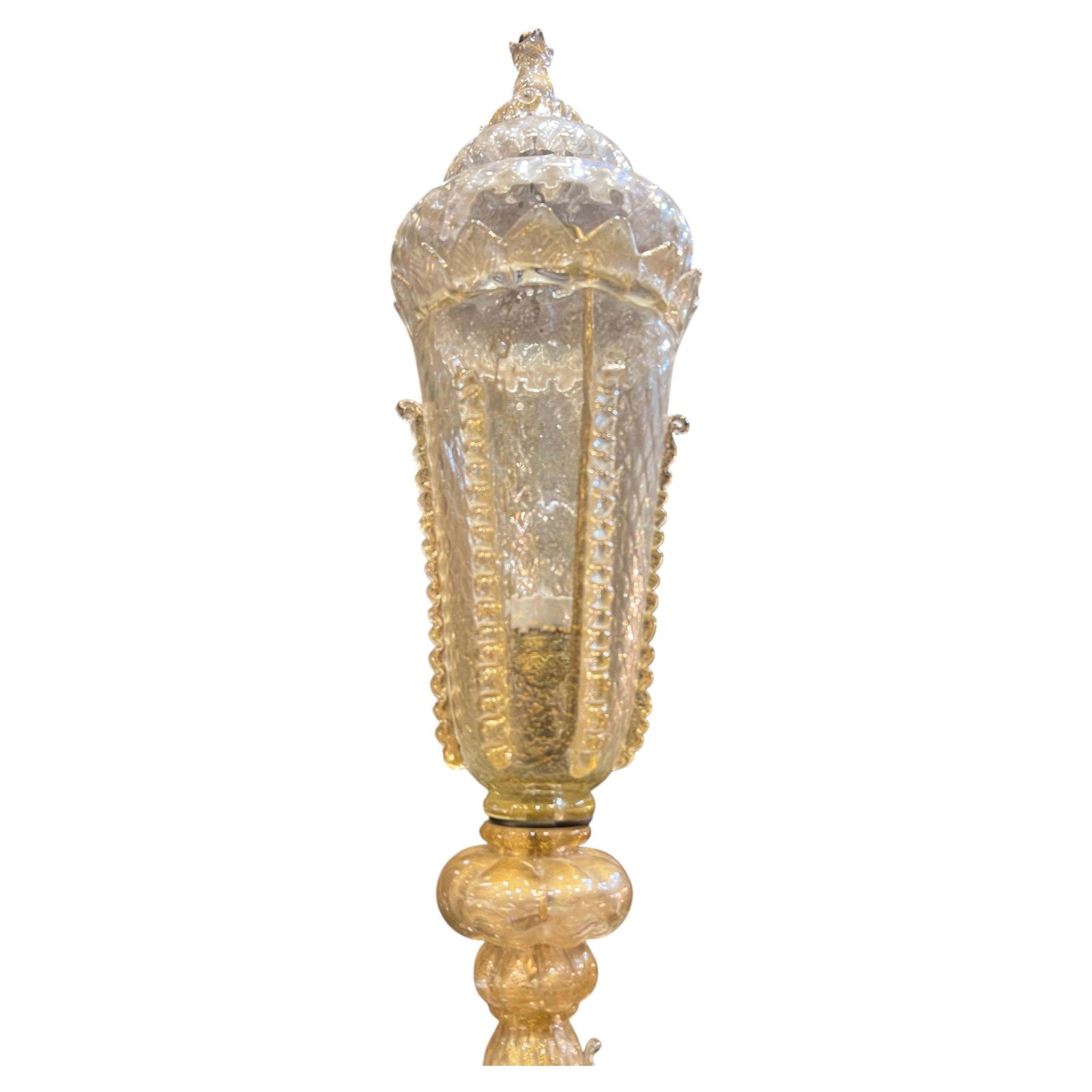 Extraordinary Floor Lamp In Precious Gold Murano Glass