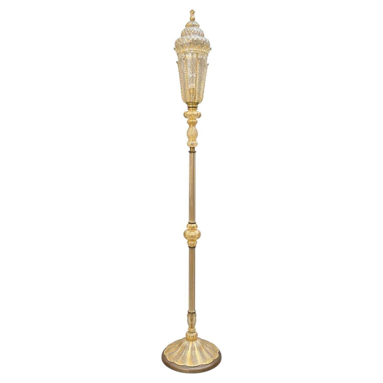 Extraordinary Floor Lamp In Precious Gold Murano Glass photo for sale