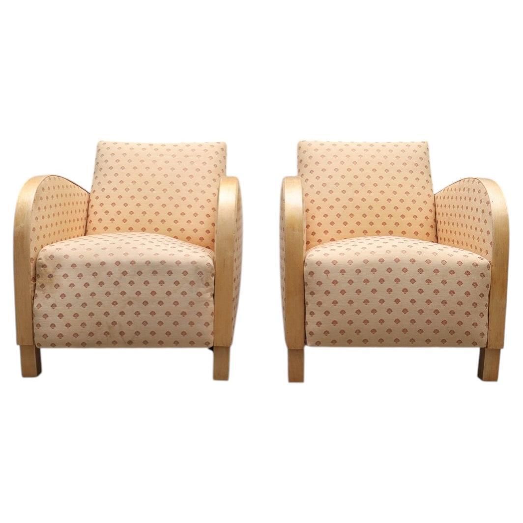 Art Deco Armchairs Early 20th Century Swedish Antique Golden Birch Bentwood Arms
