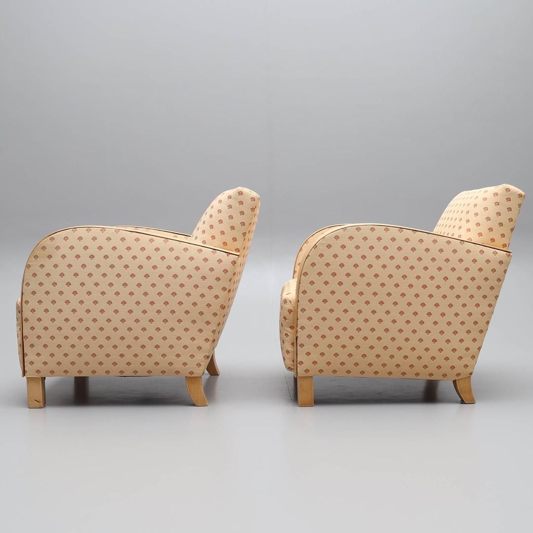 Art Deco Armchairs Early 20th Century Swedish Antique Golden Birch Bentwood Arms photo furniture