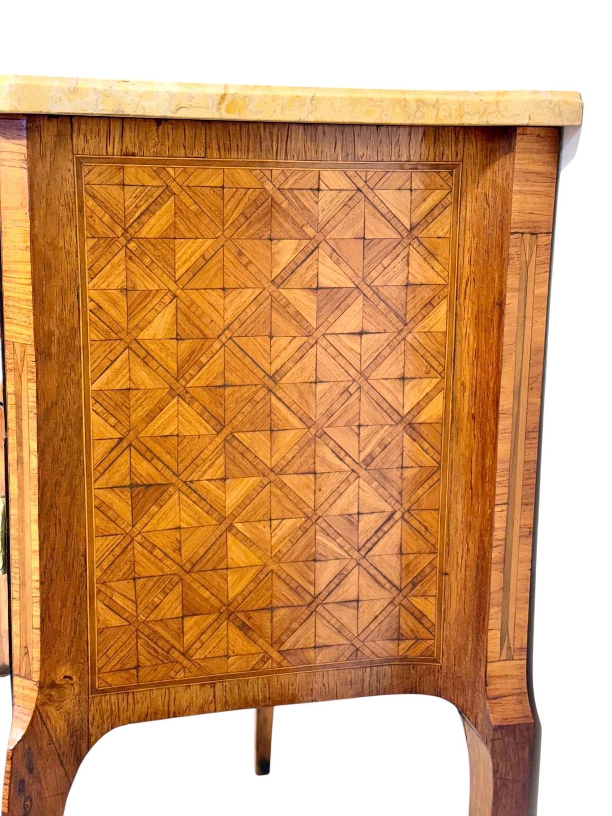 4181.0 French Louis XV Style Marquetry Commode With Marble Top, Late 19th Century photo