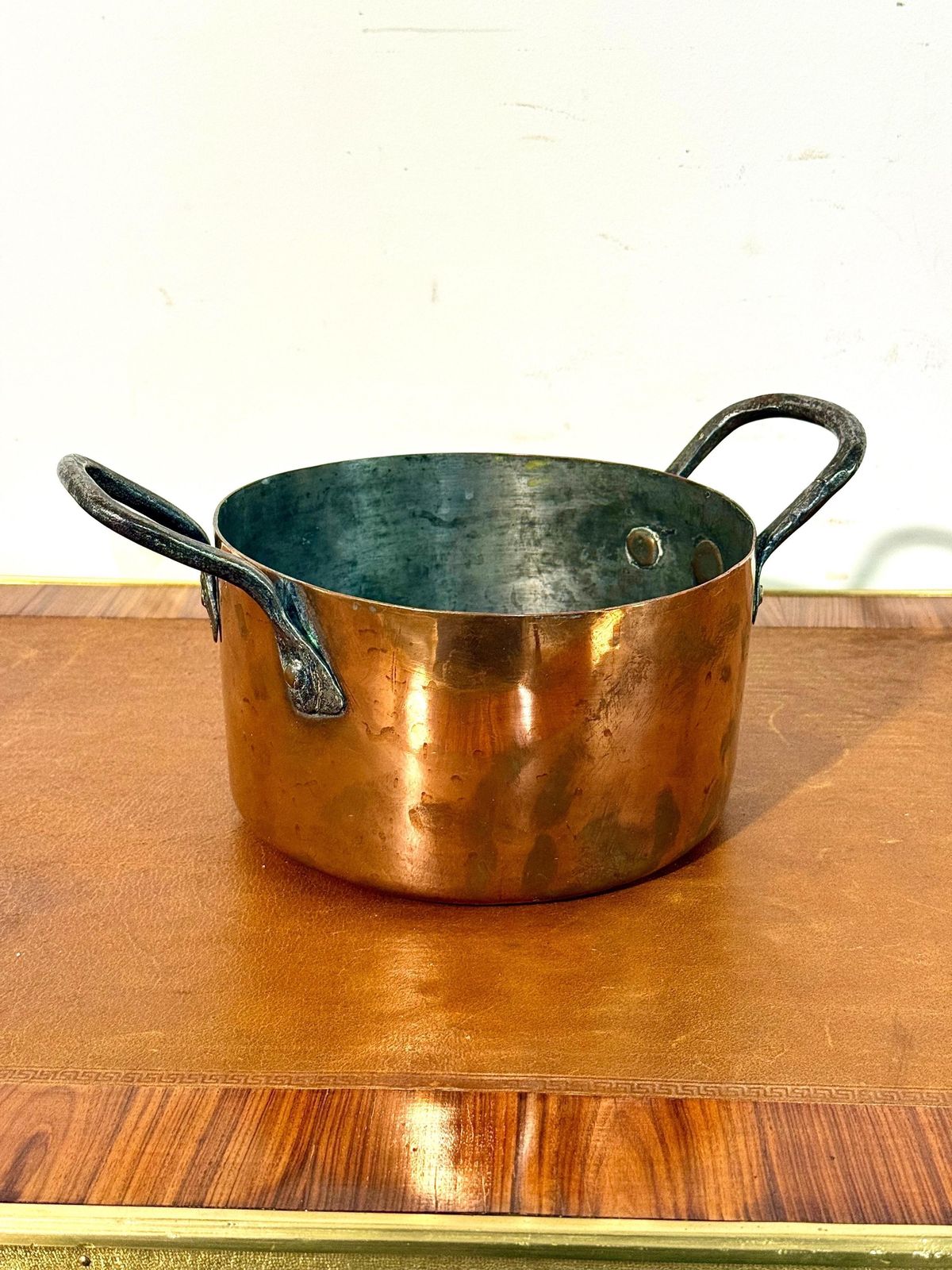 photo for sale 19th Century Antique French Copper Stock Pot With Iron Handles