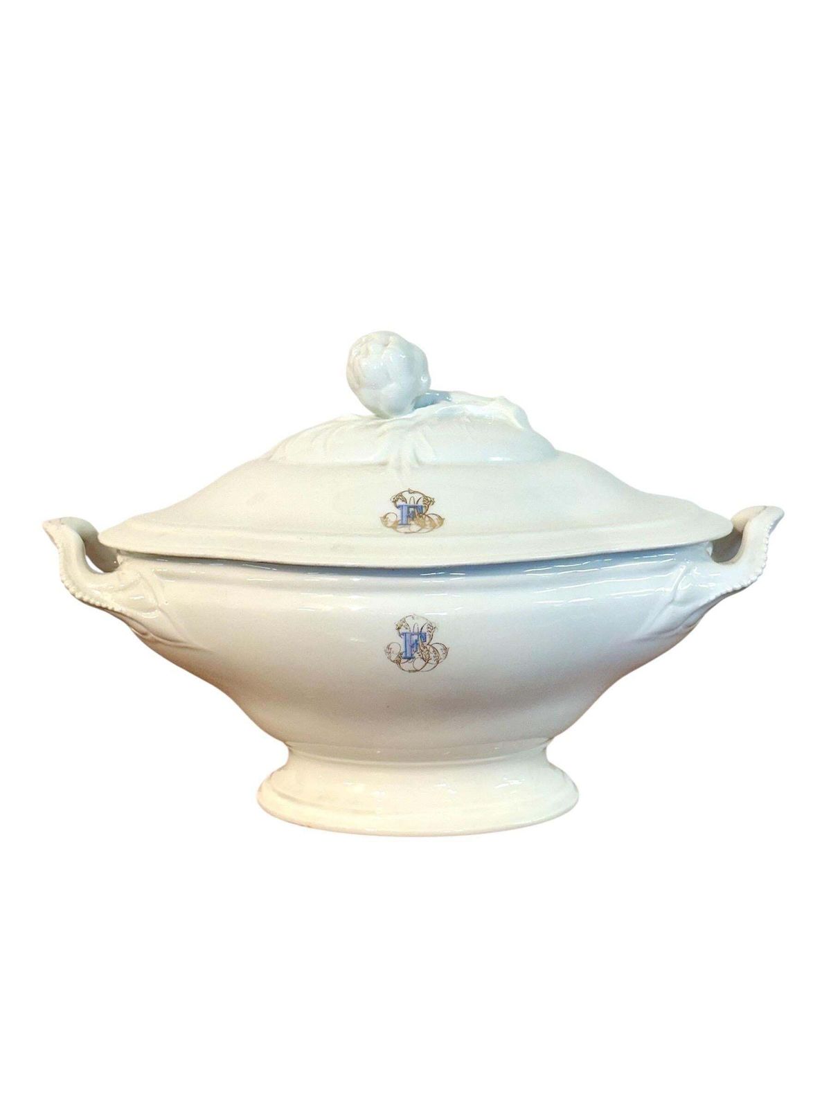 788.0 19th Century Large French Porcelain Tureen, Blanc Marseille photo
