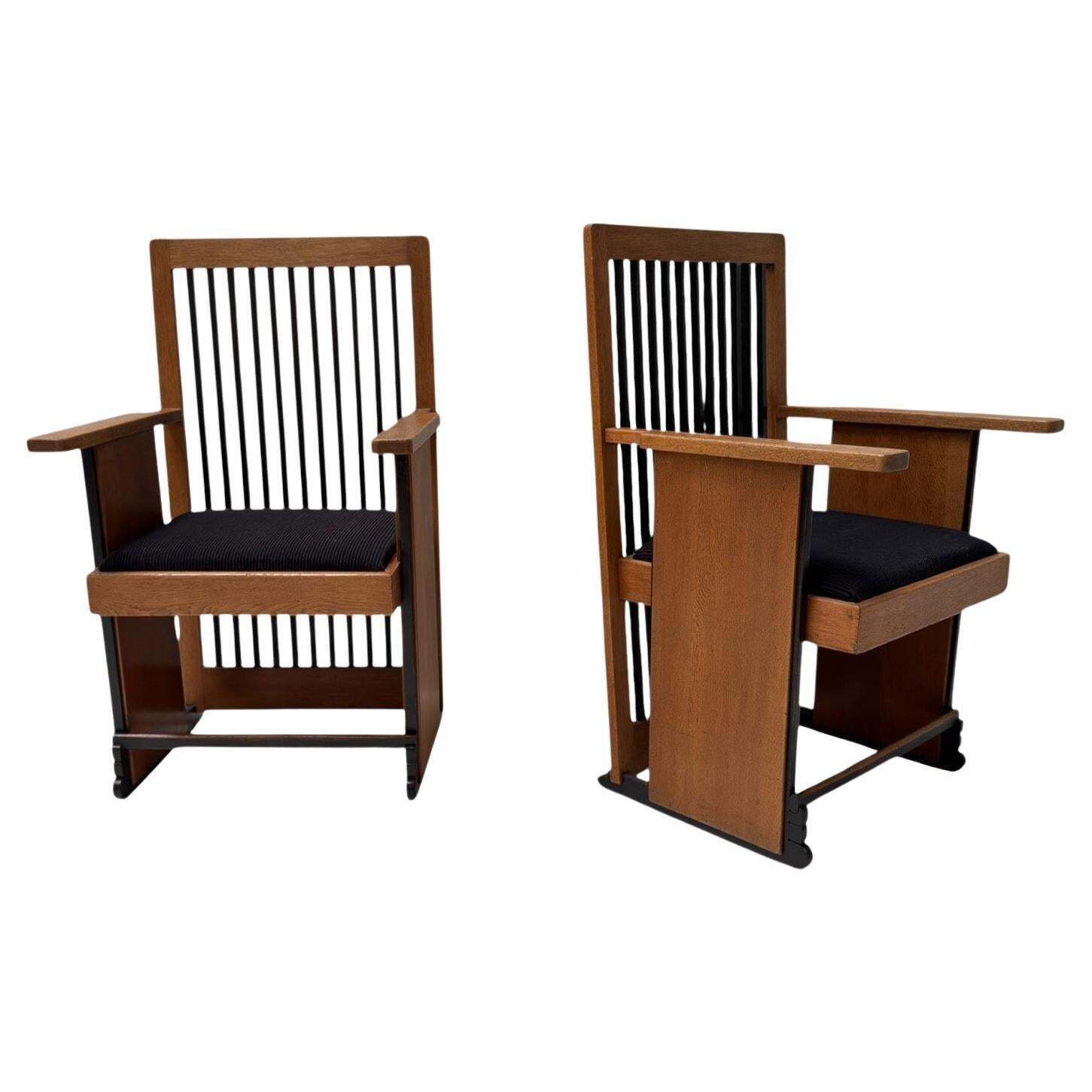 Two Art Deco Modernist High Back Armchairs By Architect Caspers, 1920s
