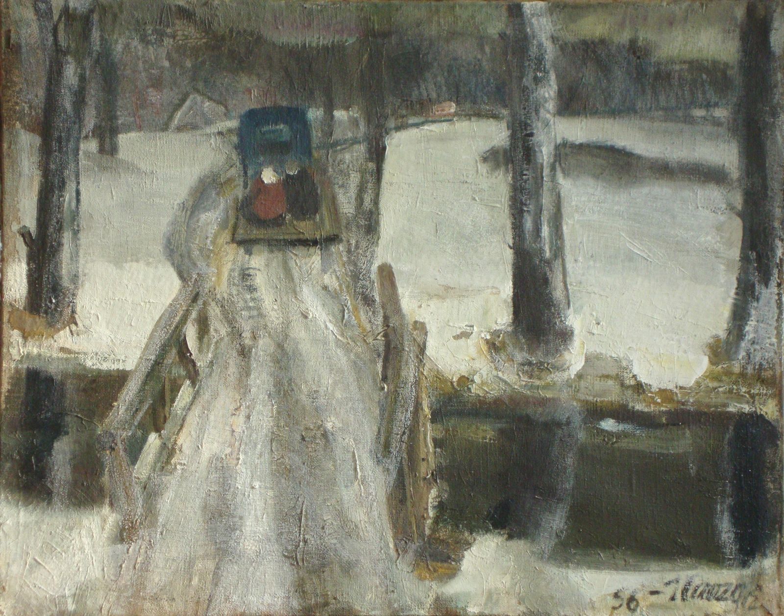 Imants Vecozolson The Road In Winter. 1956. Oil On Canvas, 64x80.5 Cm1956