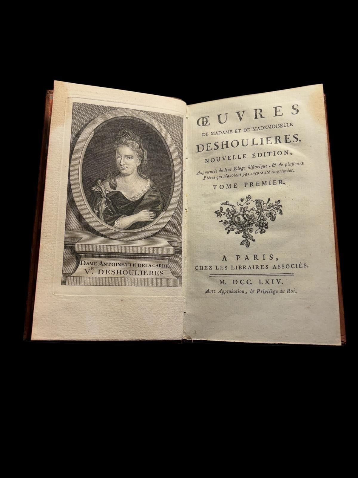 œuvres De Madame Et De Mademoiselle Deshoulières   Two Volumes Paris, 1764 photo vinterior