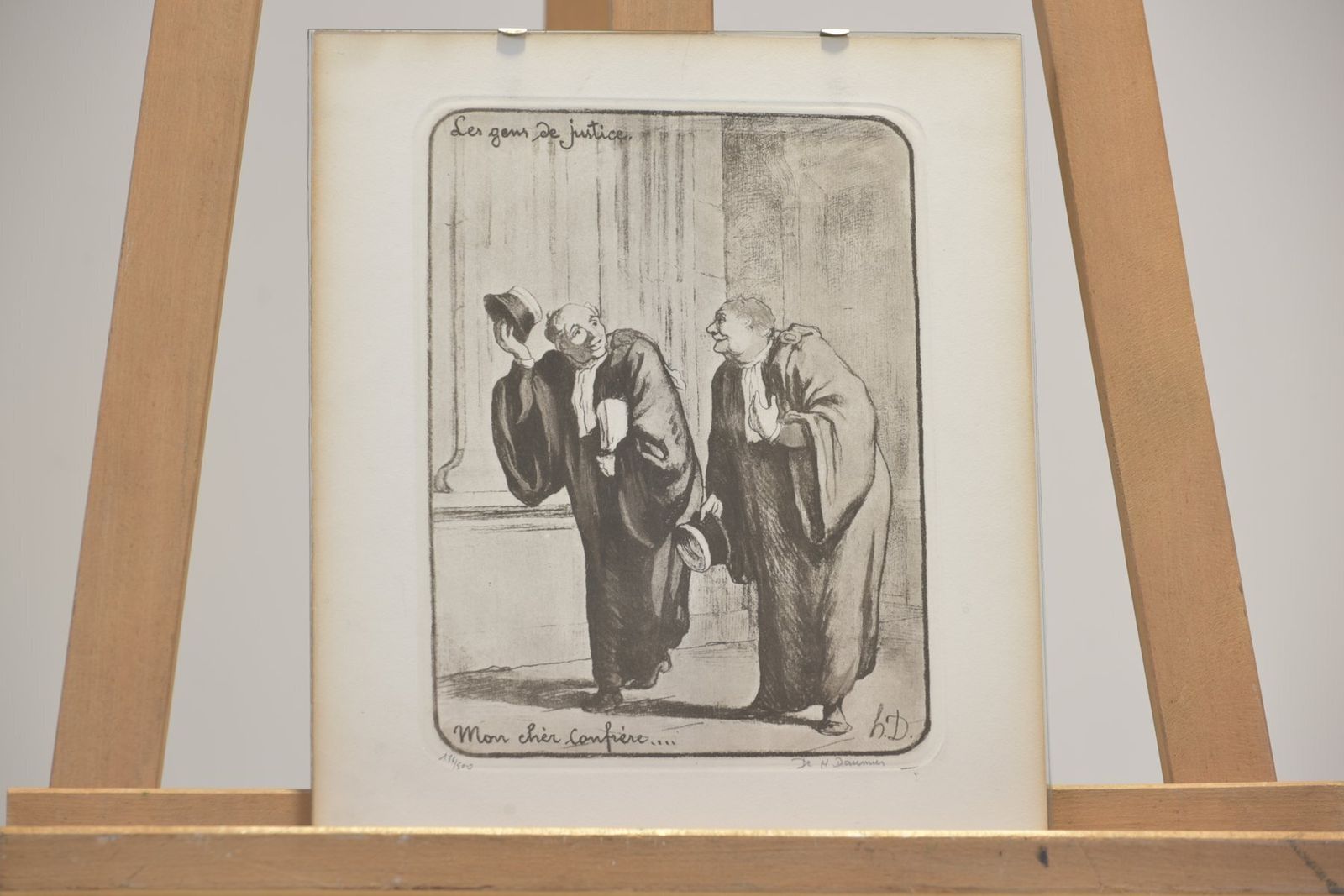 Mon Chere Confrere, Honore Daumier, Circa 1855, Lithograph Signed Under Glass From The Series Le Gens Du Justice