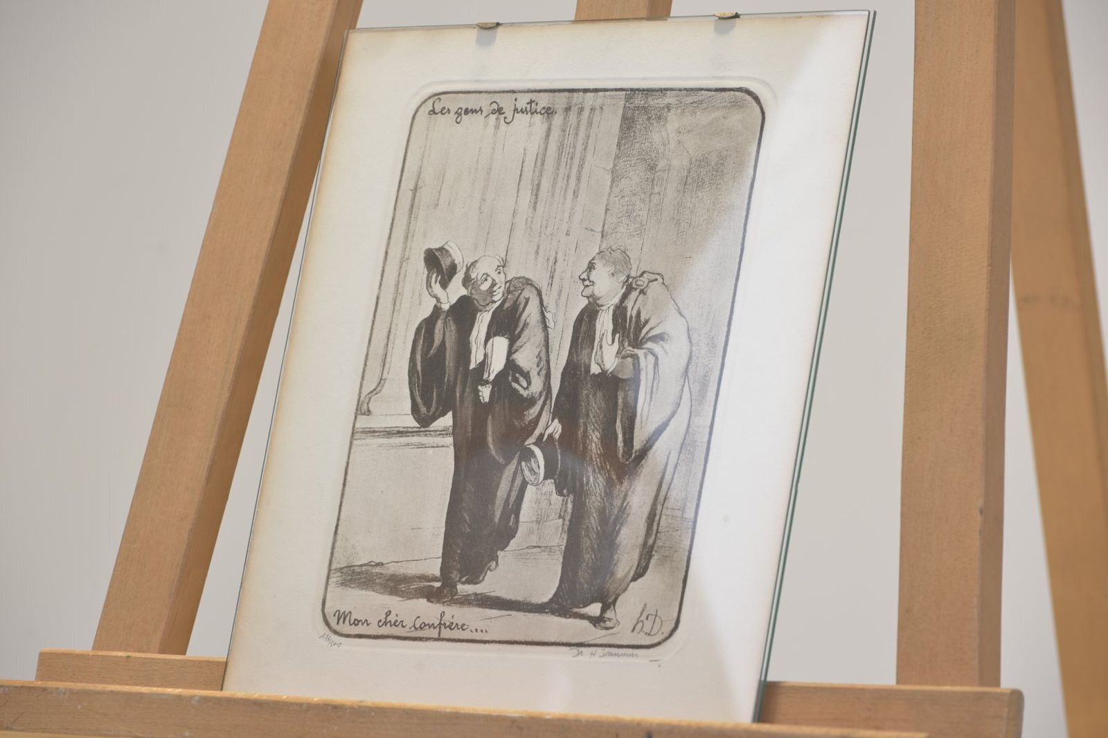 Mon Chere Confrere, Honore Daumier, Circa 1855, Lithograph Signed Under Glass From The Series Le Gens Du Justice photo for sale