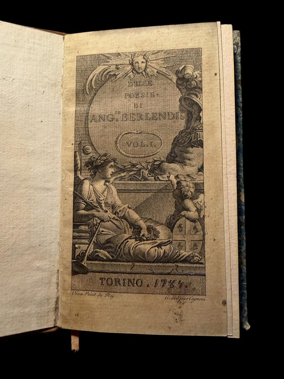 Of The Poems Of Angiolo Berlendis   Complete In Three Volumes Turin, 1764 photo buy