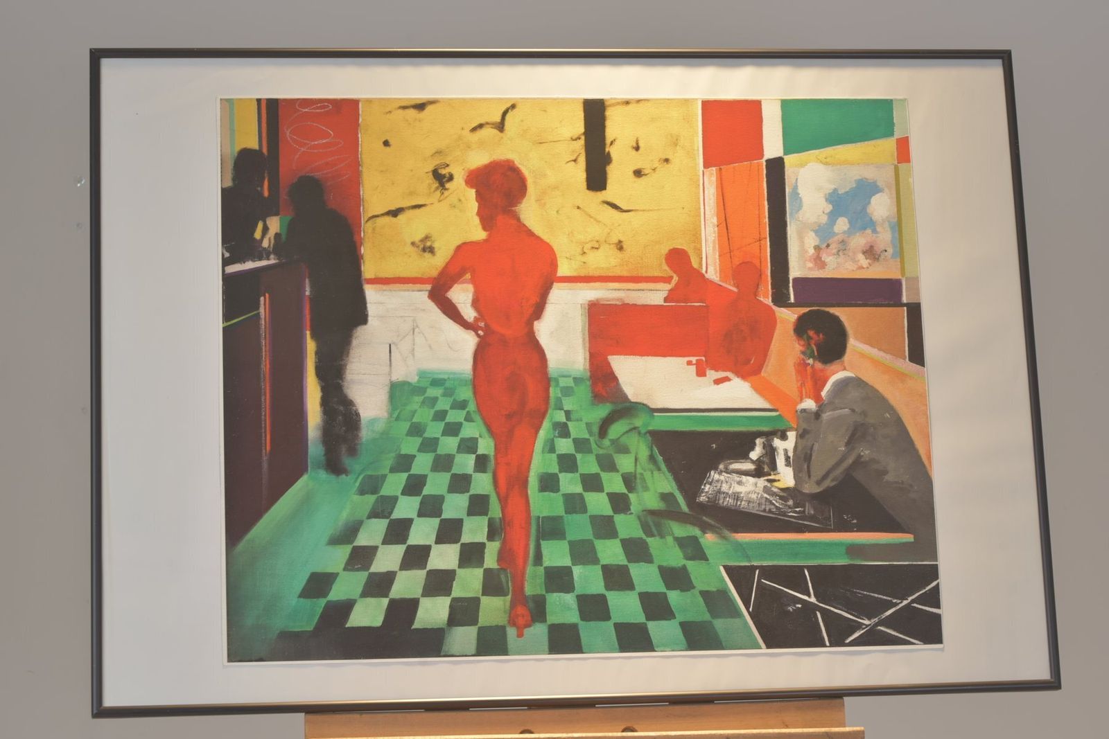 Reinhard Stangl, Bar Scene (Paris Bar) With Checkered Floor, Circa 2000, Print photo vinterior