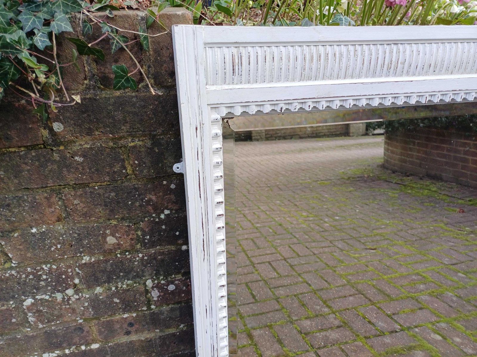 photo buy Outstanding Massive Early 20th Century French Hardwood Over Mantel Mirror With Original Bevelled Glass Farrow & Ball