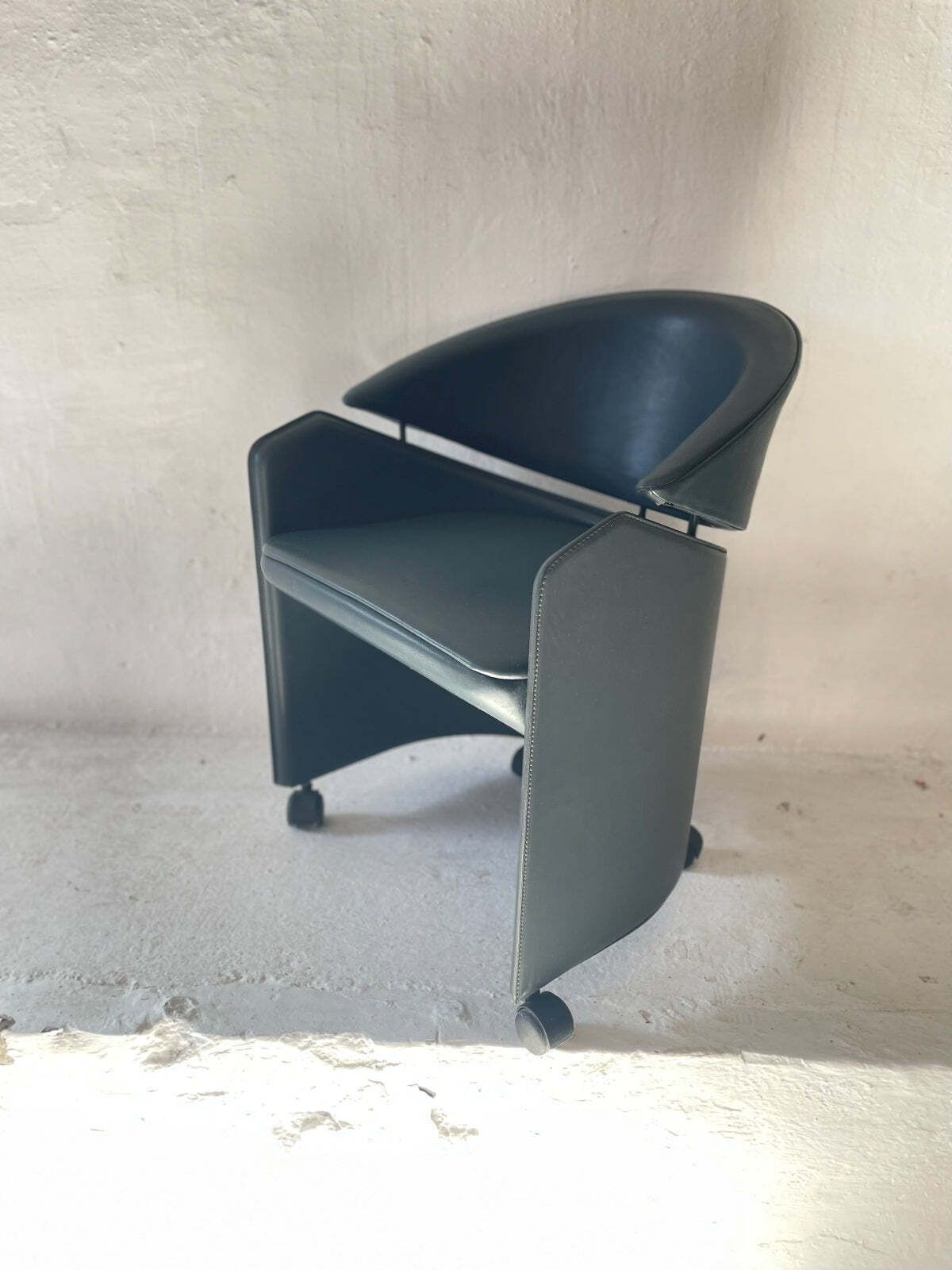 Italian Leather Armchair On Casters By Matteo Grassi, 1990s photo Furniture