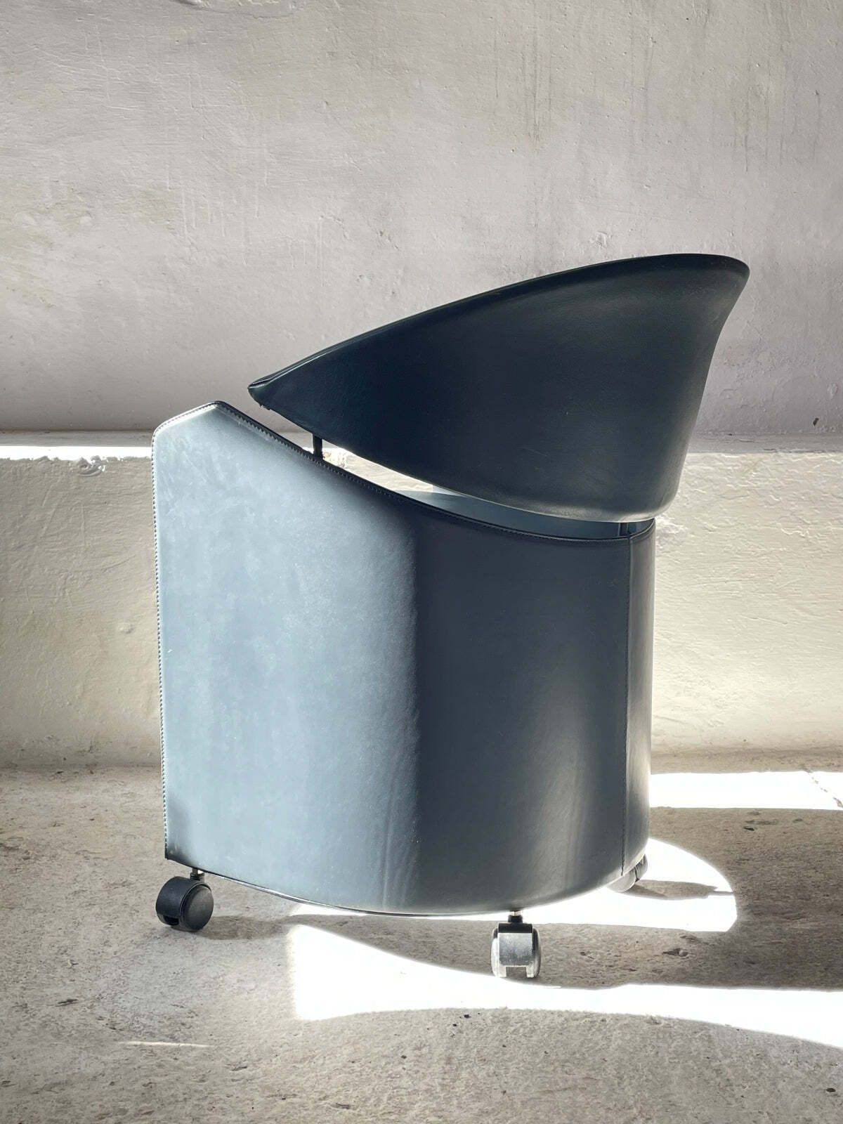Italian Leather Armchair On Casters By Matteo Grassi, 1990s photo vinterior