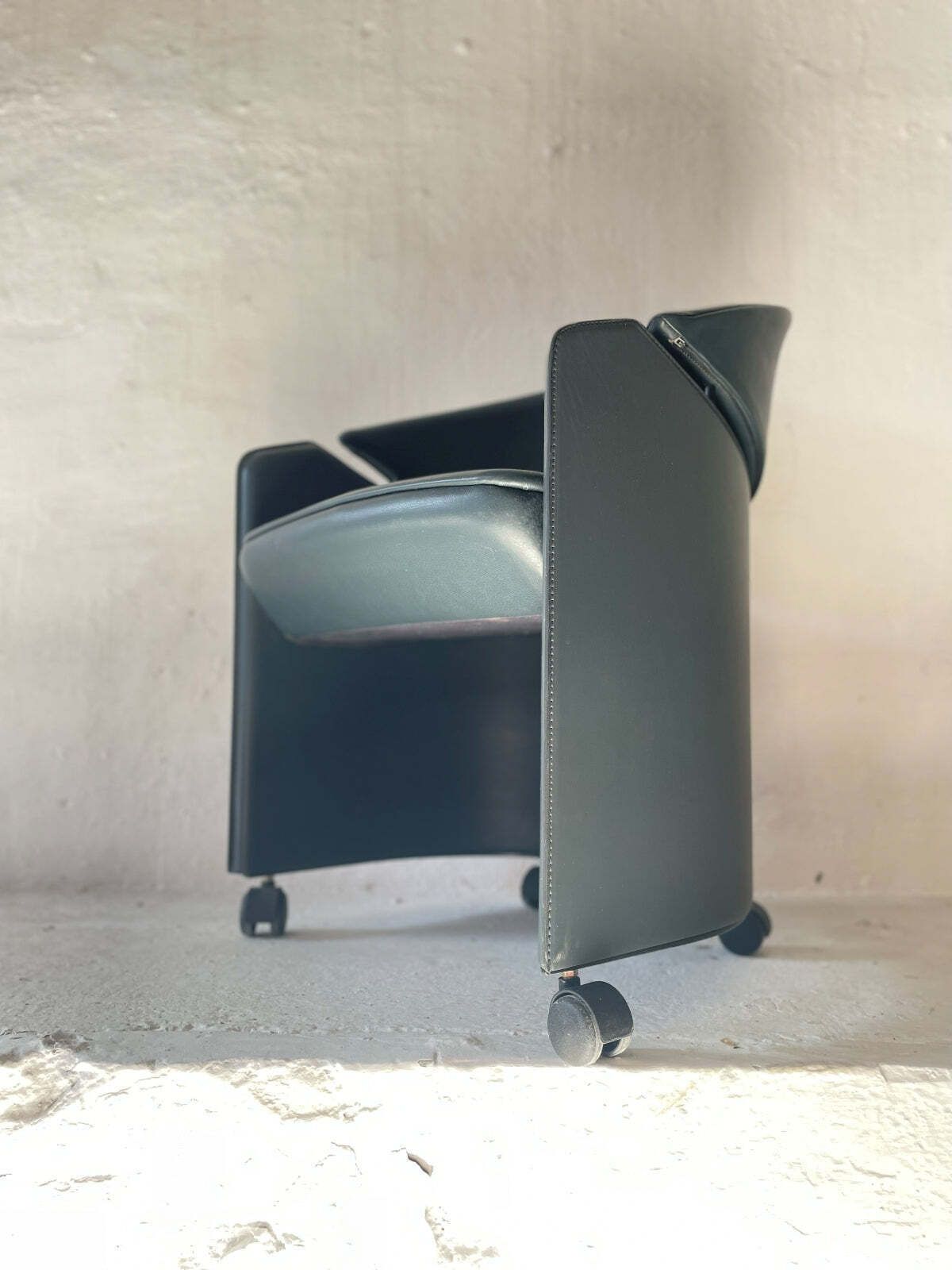 photo for sale Italian Leather Armchair On Casters By Matteo Grassi, 1990s