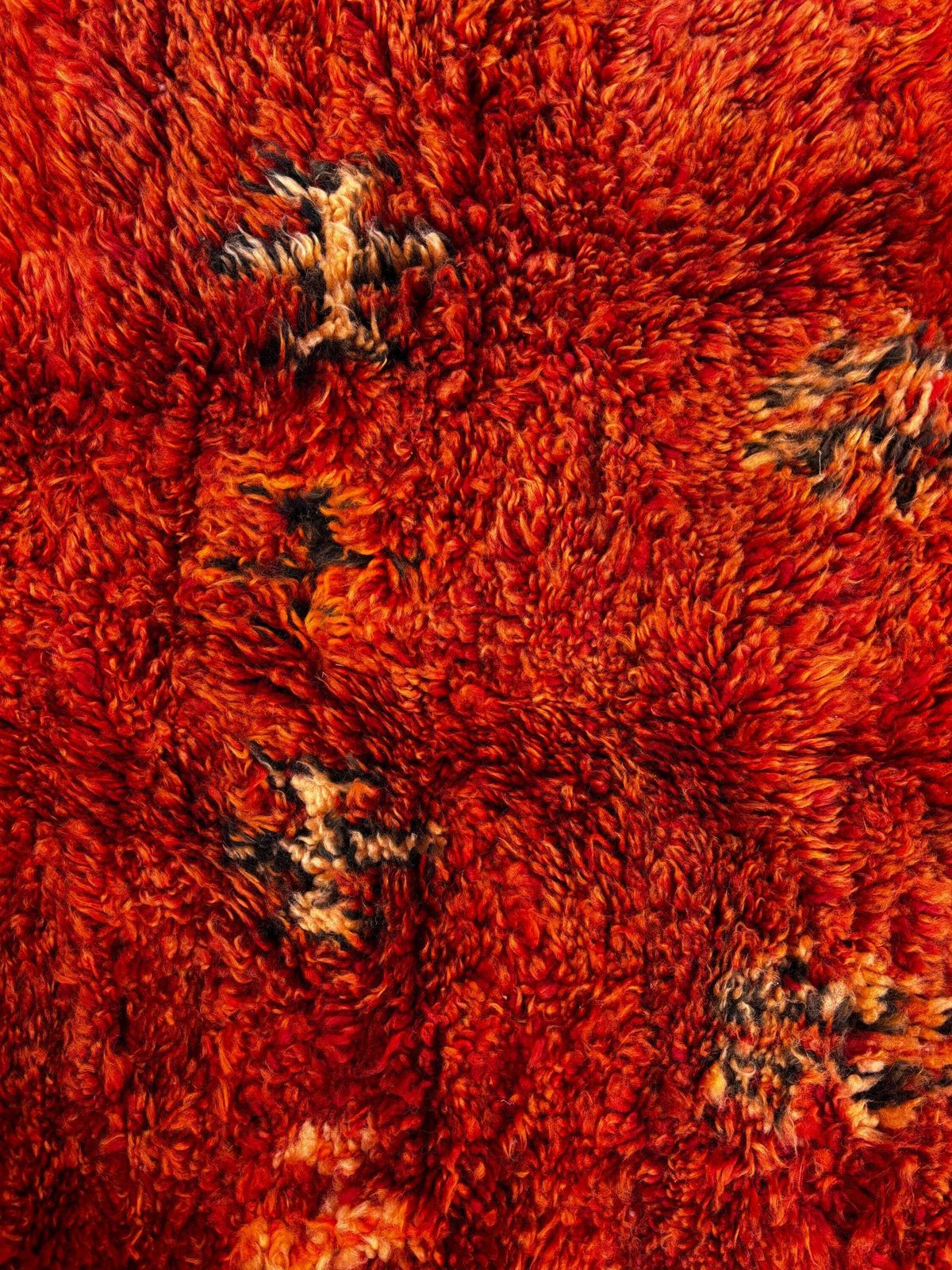 photo for sale Mid Century Modern Orange Moroccan Rug 210x300 Cm – Red Wool Area Rug – Handmade Berber Carpet – Authentic Boujad Atlas Rug