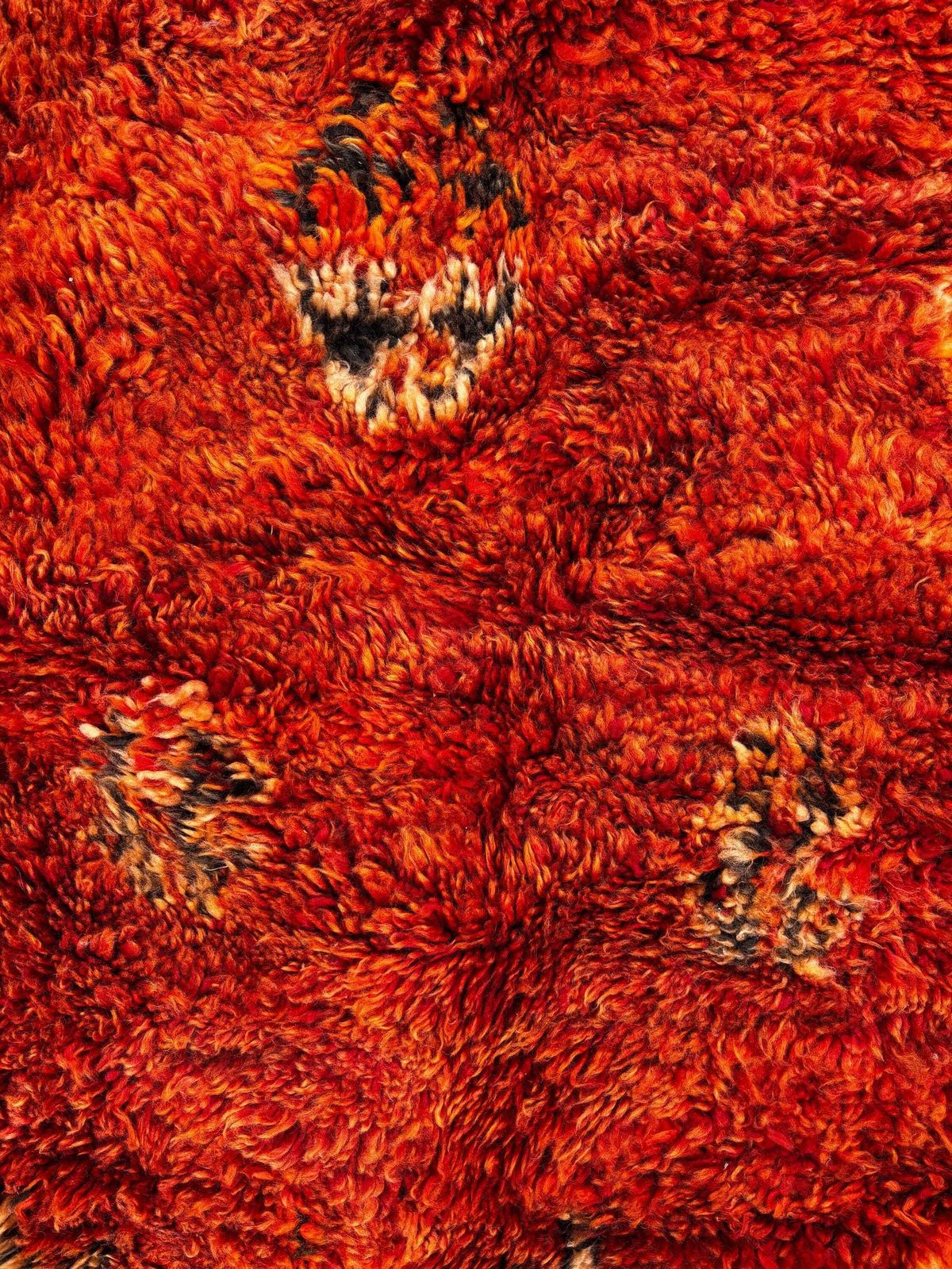 Textiles Mid Century Modern Orange Moroccan Rug 210x300 Cm – Red Wool Area Rug – Handmade Berber Carpet – Authentic Boujad Atlas Rug photo